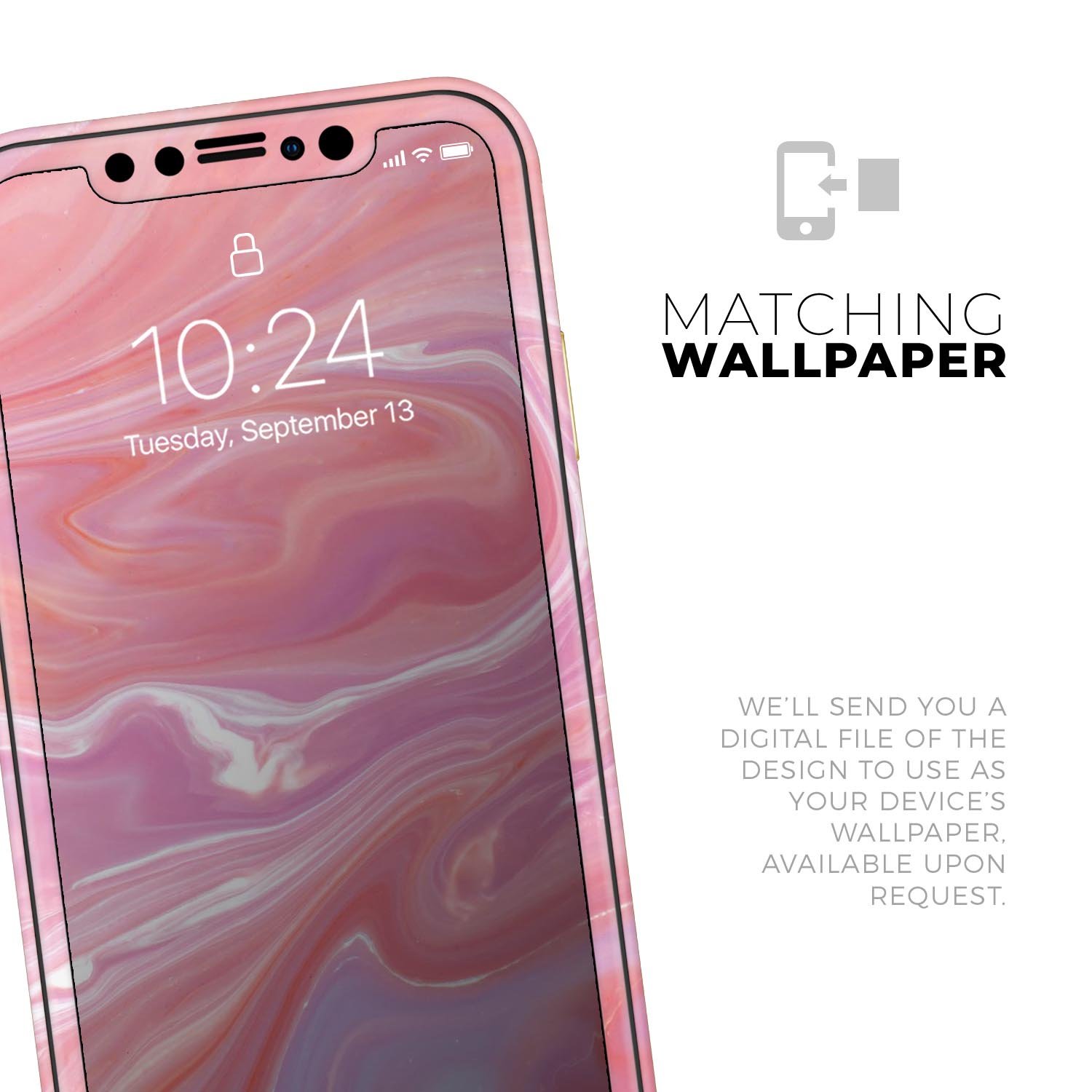 Marbleized Pink Paradise skin for Apple iPhone, showcasing a stylish pink marble design.