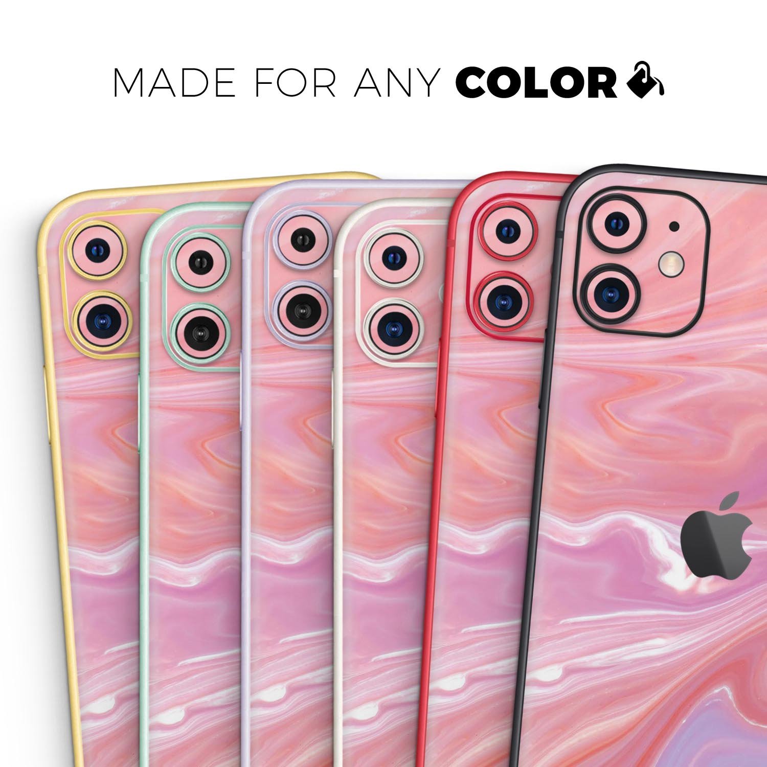 Marbleized Pink Paradise skin for Apple iPhone, showcasing a stylish pink marble design.