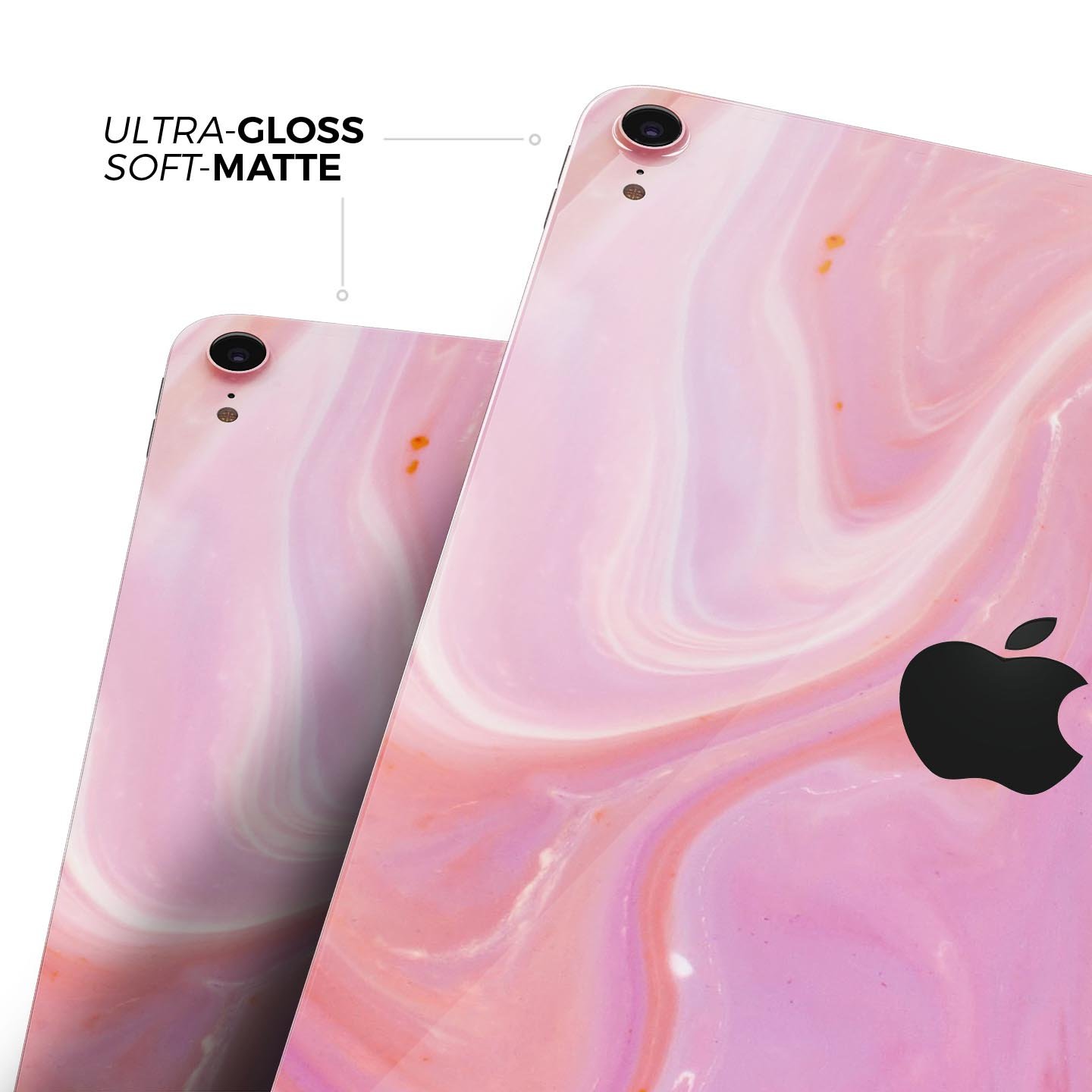 Marbleized Pink Paradise V2 skin decal for Apple iPad, showcasing a vibrant pink marble design with a glossy finish.