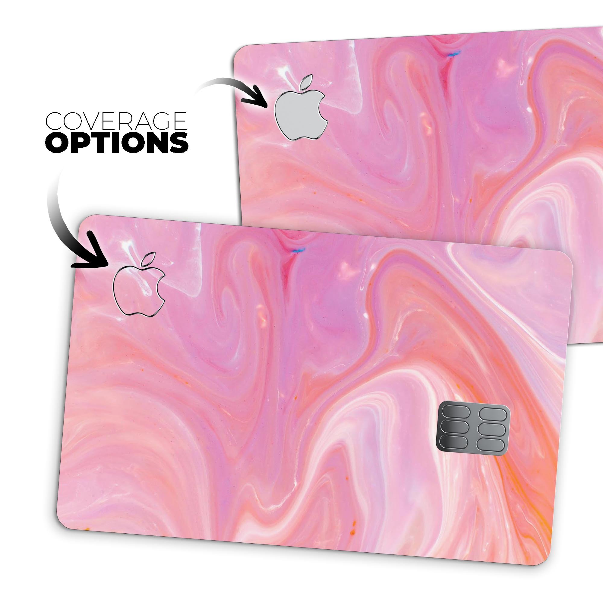 Marbleized Pink Paradise V2 decal skin for Apple Card, showcasing its vibrant design and premium quality.