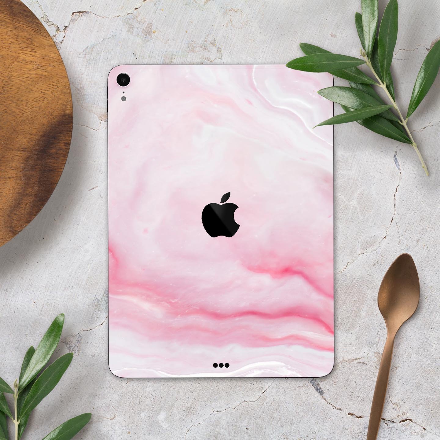 Marbleized Pink Paradise V4 skin decal for Apple iPad, showcasing a vibrant marble design with a smooth finish.