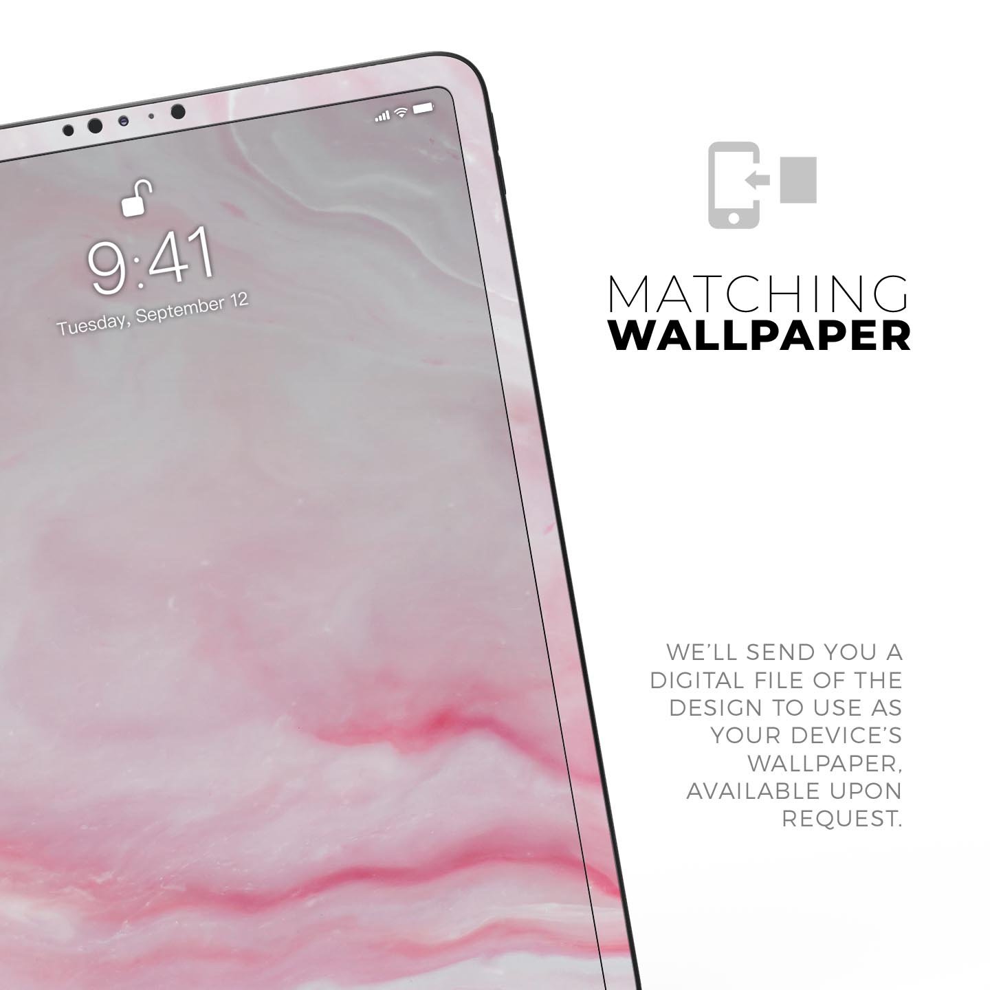 Marbleized Pink Paradise V4 skin decal for Apple iPad, showcasing a vibrant marble design with a smooth finish.