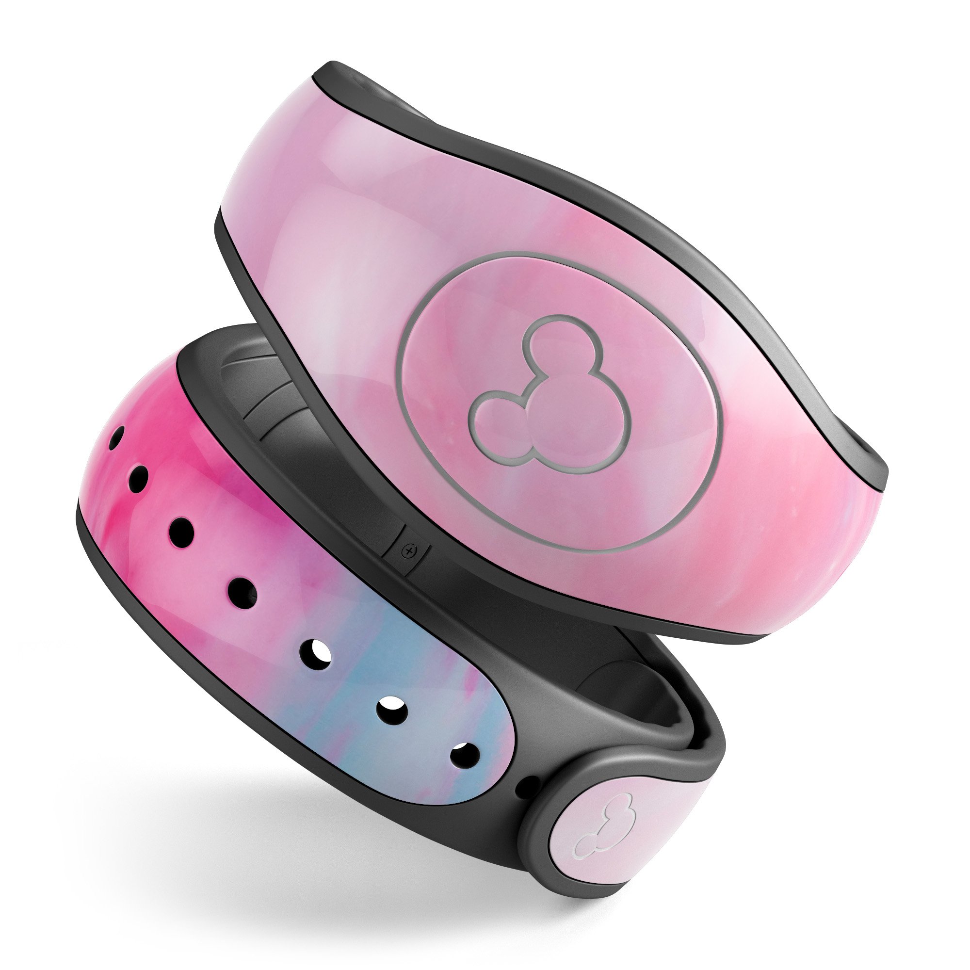 Marbleized Pink Paradise V5 decal skin wrap kit for Disney Magic Band, showcasing a stylish pink marble design.