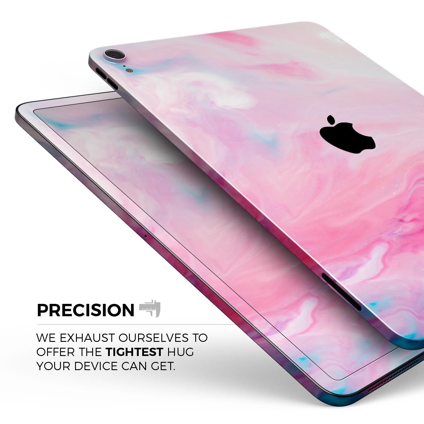 Marbleized Pink Paradise V5 skin decal for Apple iPad, showcasing a stylish pink marble design with ultra-thin protection.