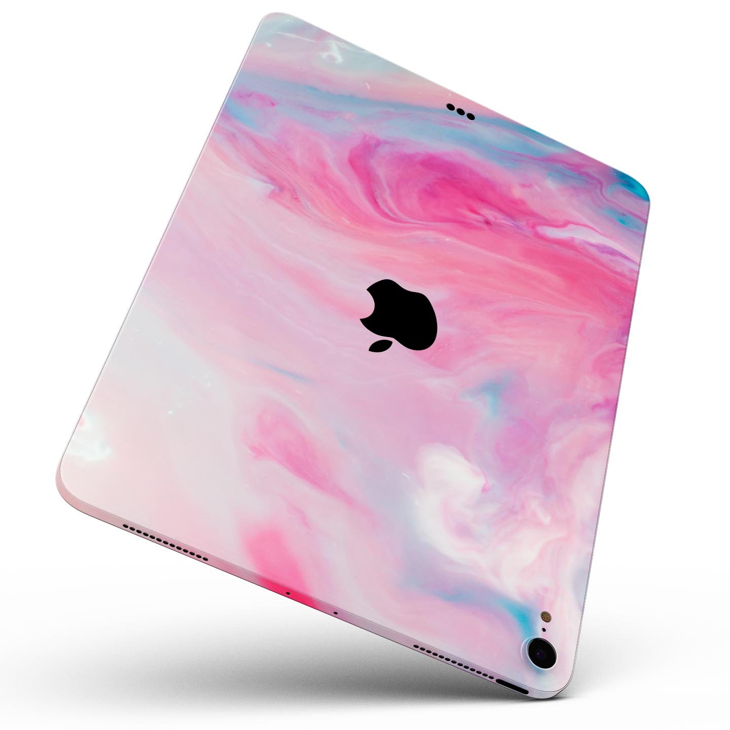 Marbleized Pink Paradise V5 skin decal for Apple iPad, showcasing a stylish pink marble design with ultra-thin protection.