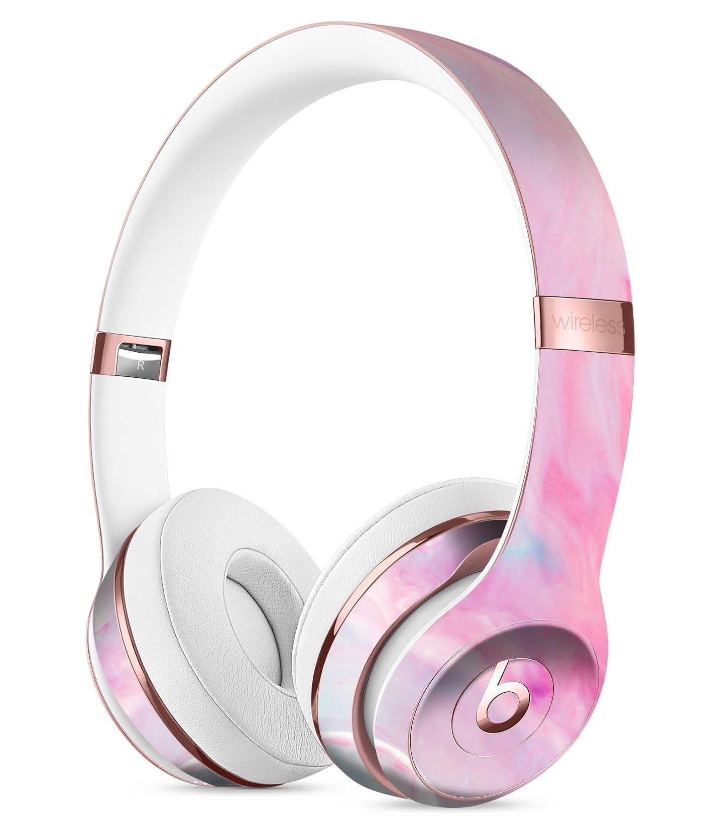 Marbleized Pink Paradise V5 Full-Body Skin Kit for Beats by Dre Solo 3 Wireless Headphones, showcasing vibrant pink marble design.