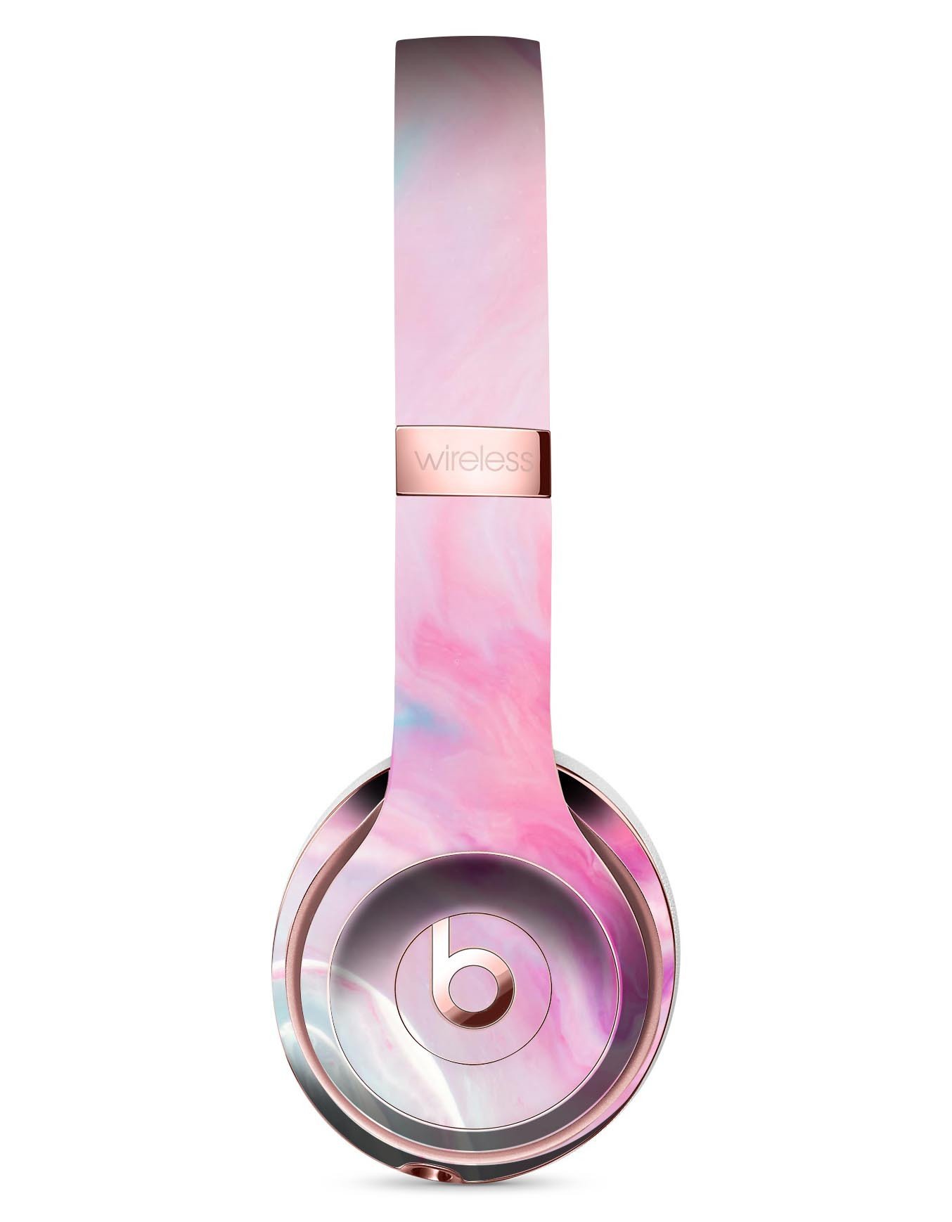 Marbleized Pink Paradise V5 Full-Body Skin Kit for Beats by Dre Solo 3 Wireless Headphones, showcasing vibrant pink marble design.