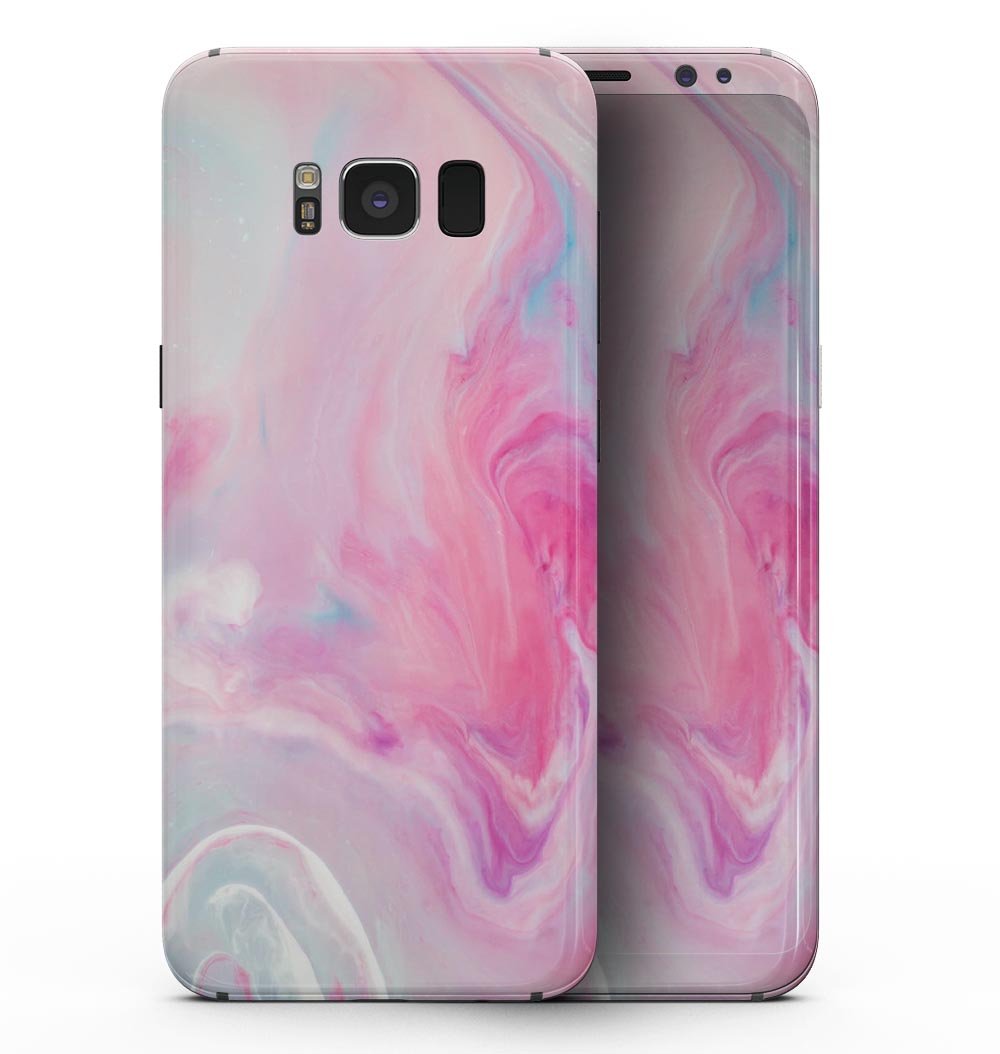 Marbleized Pink Paradise V5 skin for Samsung Galaxy S8, showcasing its vibrant design and precise fit.