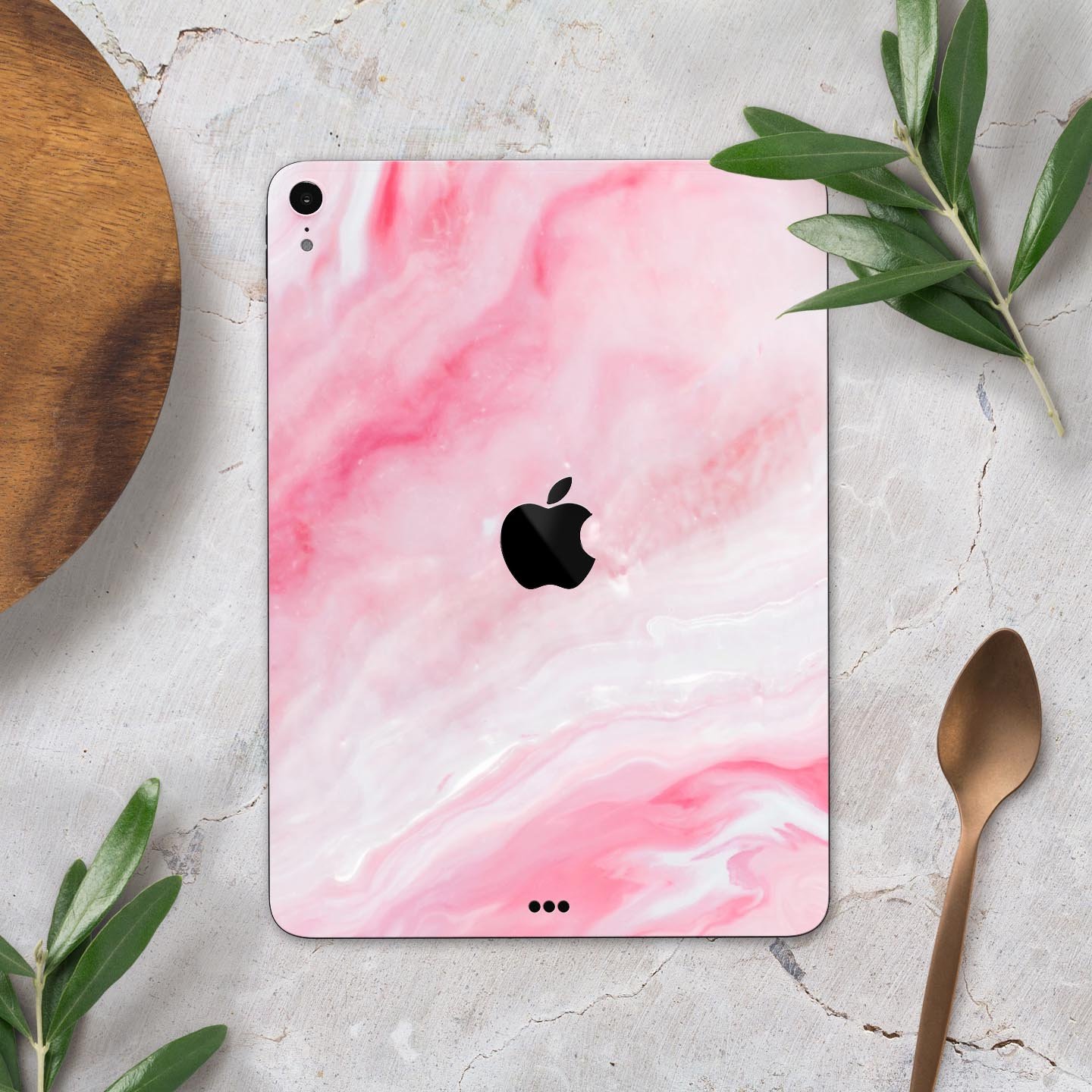 Marbleized Pink Paradise V6 skin decal for Apple iPad, showcasing a stylish marble design with pink hues.