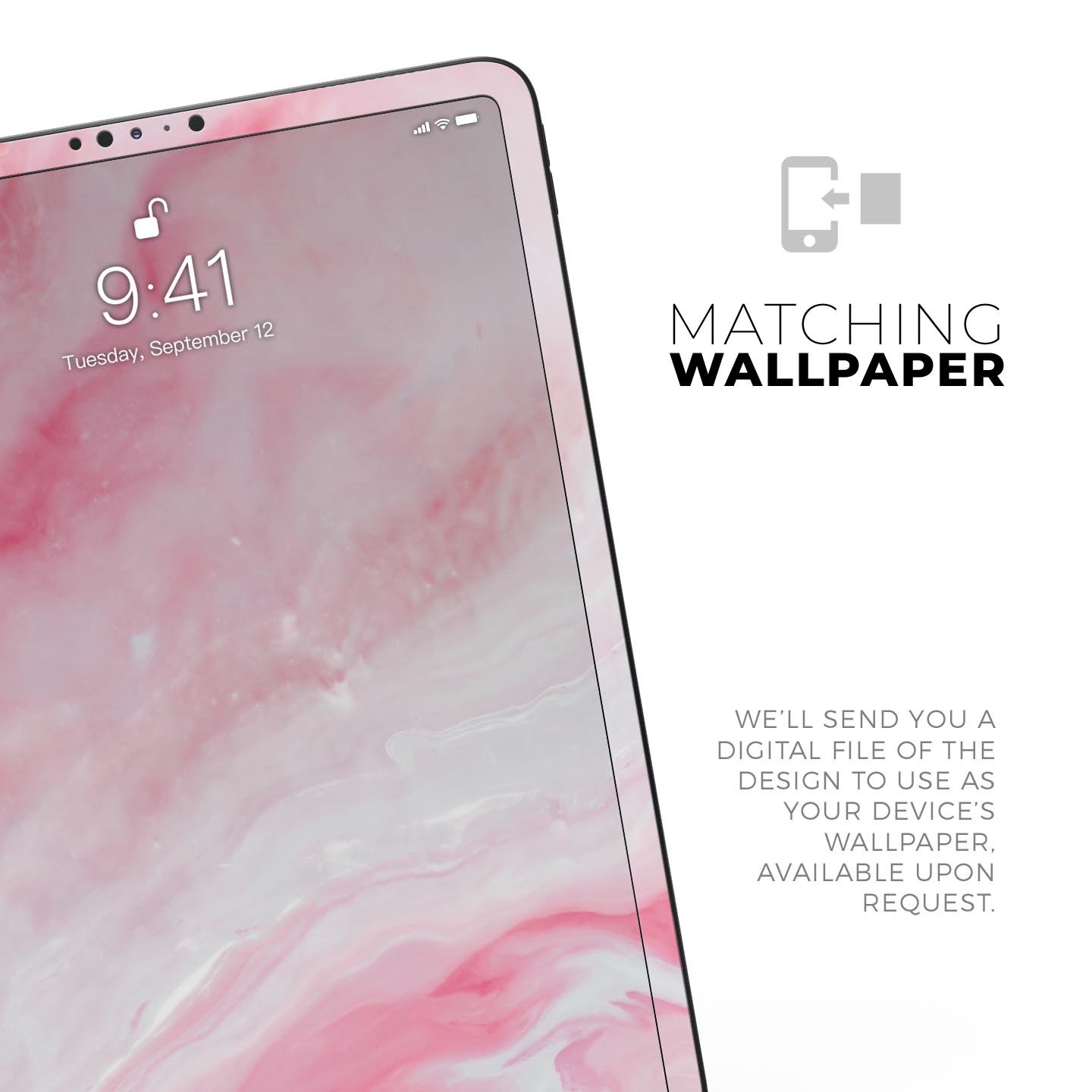 Marbleized Pink Paradise V6 skin decal for Apple iPad, showcasing a stylish marble design with pink hues.