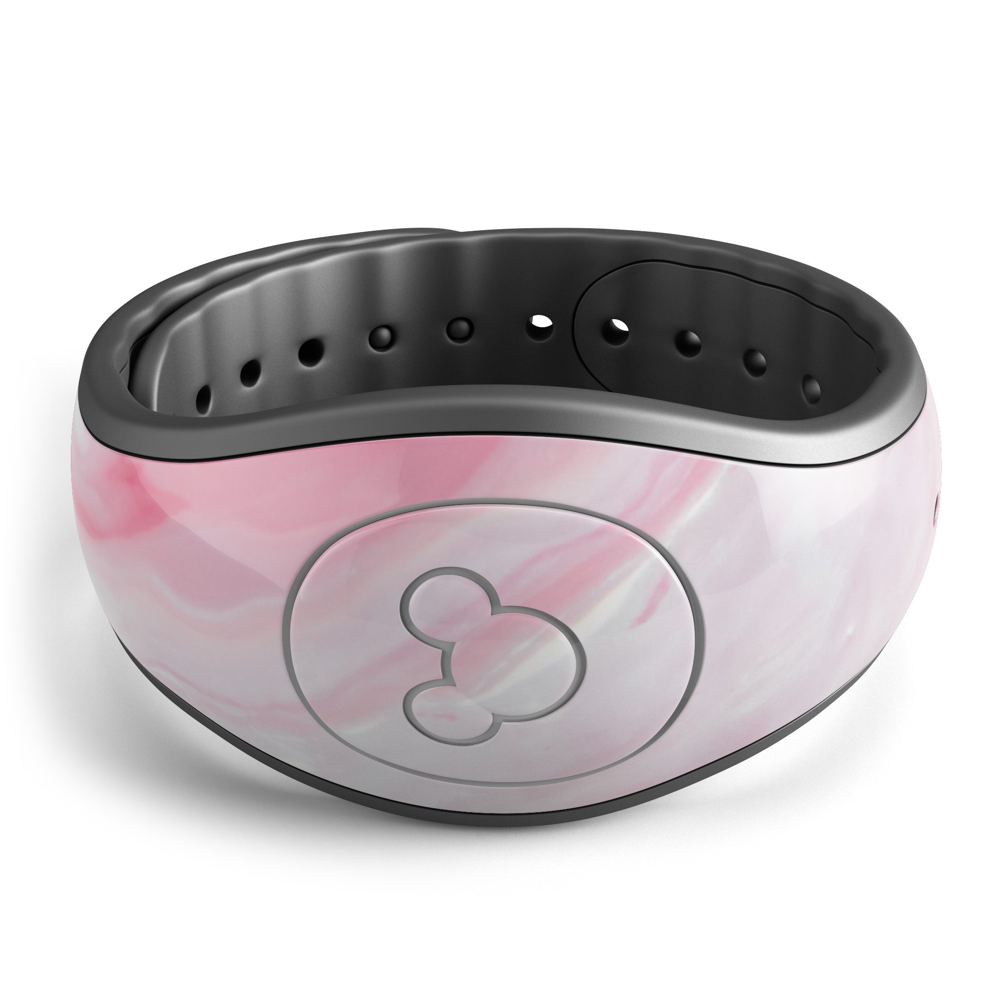 Marbleized Pink Paradise V6 skin decal wrap kit for Disney Magic Band, showcasing a stylish pink marble design with a soft matte finish.