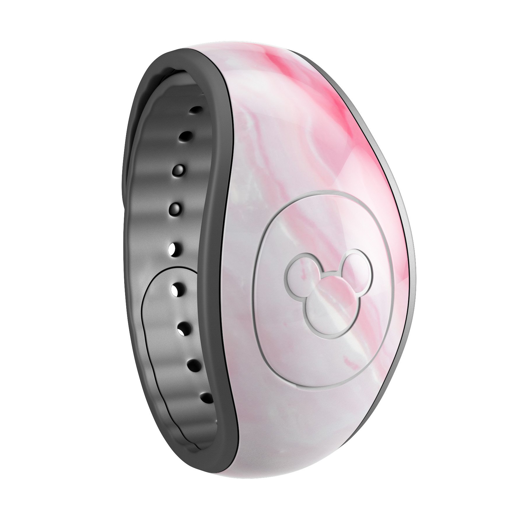 Marbleized Pink Paradise V6 skin decal wrap kit for Disney Magic Band, showcasing a stylish pink marble design with a soft matte finish.