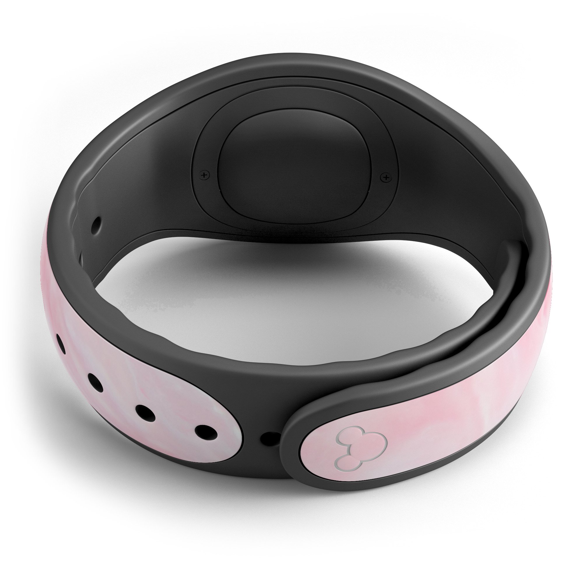 Marbleized Pink Paradise V6 skin decal wrap kit for Disney Magic Band, showcasing a stylish pink marble design with a soft matte finish.