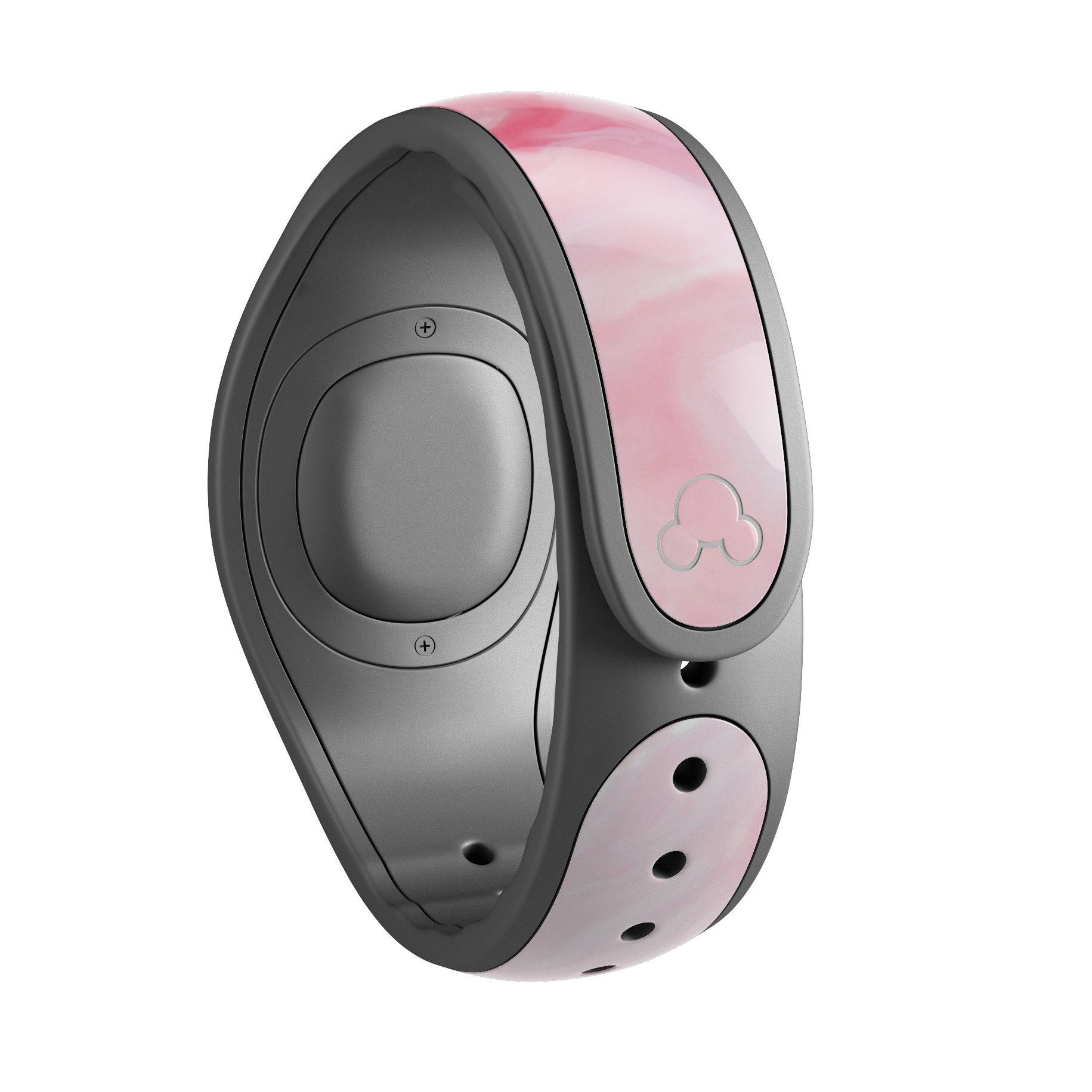 Marbleized Pink Paradise V6 skin decal wrap kit for Disney Magic Band, showcasing a stylish pink marble design with a soft matte finish.