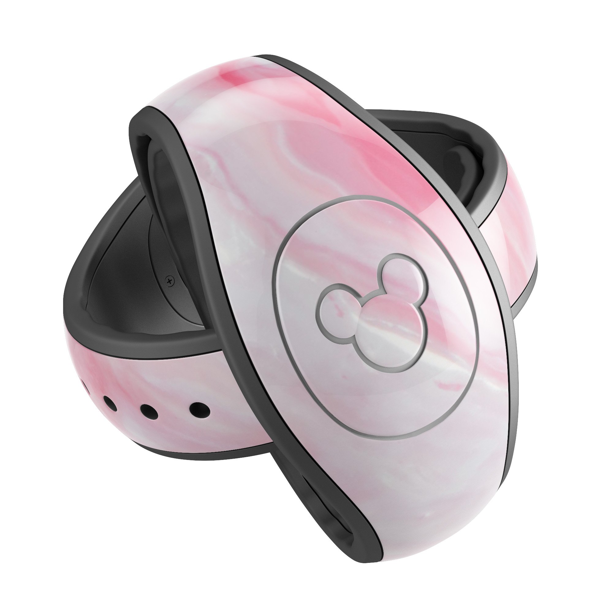 Marbleized Pink Paradise V6 skin decal wrap kit for Disney Magic Band, showcasing a stylish pink marble design with a soft matte finish.