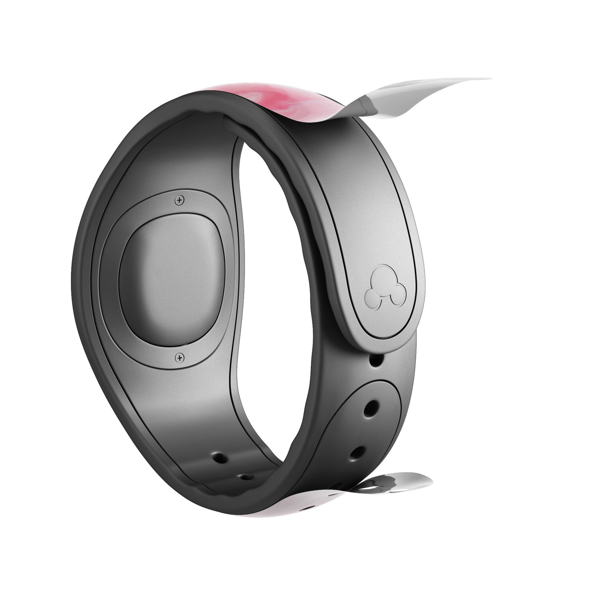 Marbleized Pink Paradise V6 skin decal wrap kit for Disney Magic Band, showcasing a stylish pink marble design with a soft matte finish.