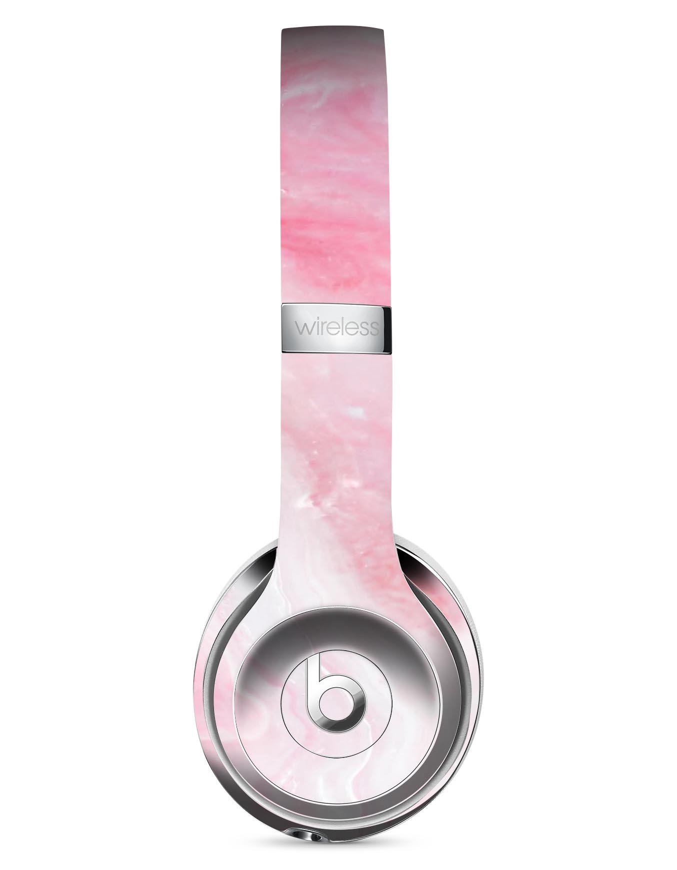 Marbleized Pink Paradise V6 skin decal wrap kit for Beats, showcasing a stylish pink marble design that fits snugly on headphones.