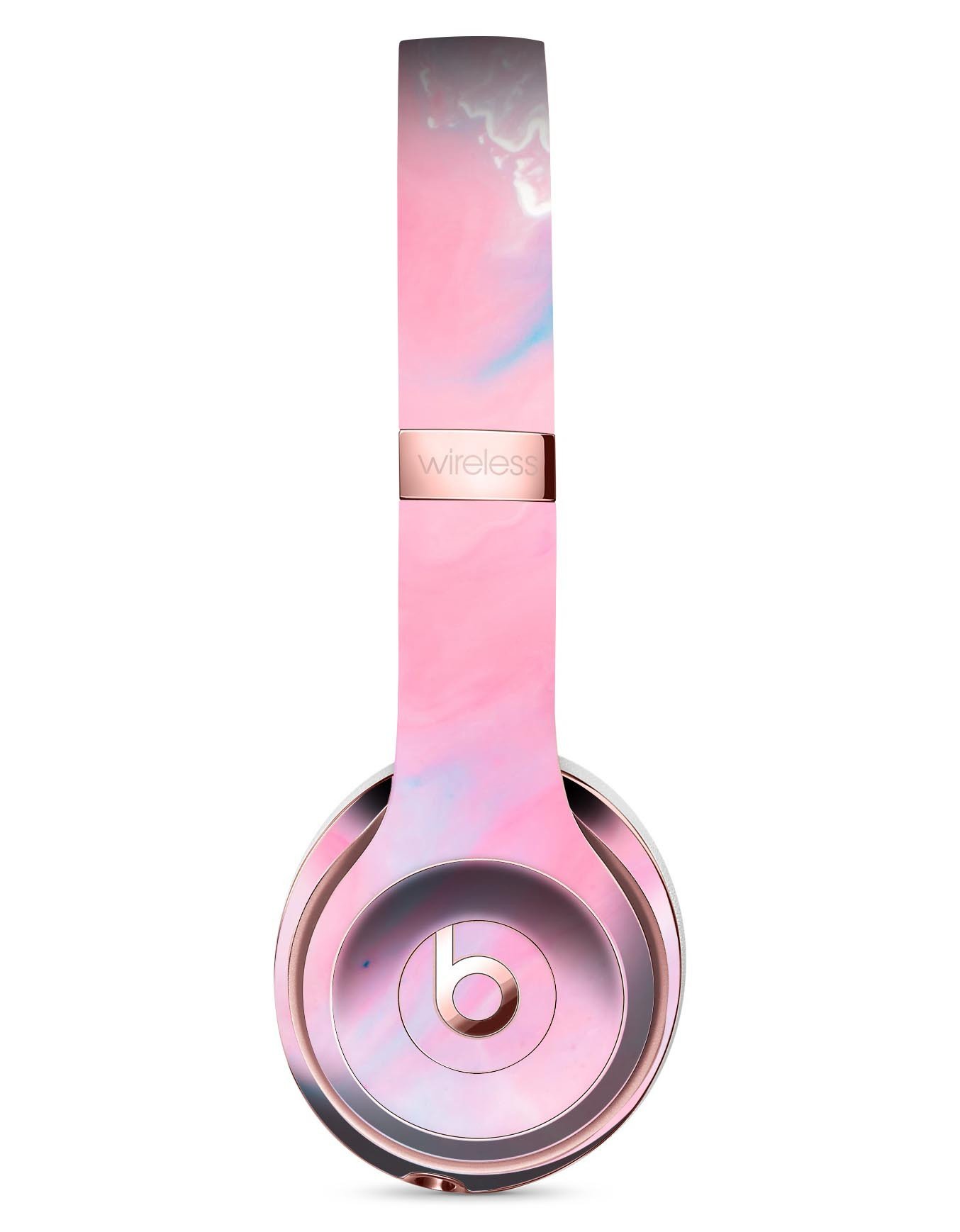 Marbleized Pink Paradise V7 Full-Body Skin Kit for Beats by Dre Solo 3 Wireless Headphones, showcasing vibrant pink and marble patterns.