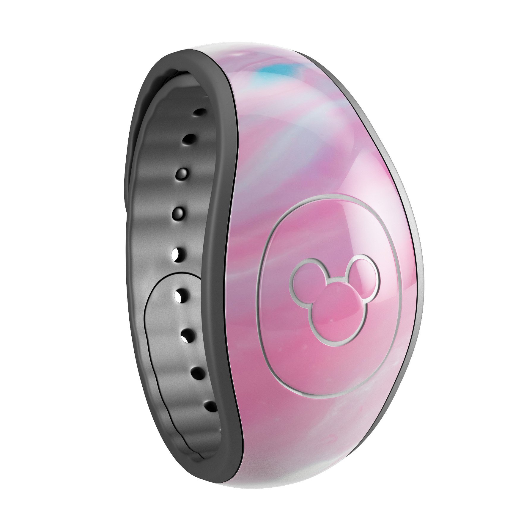 Marbleized Pink Paradise V8 decal skin wrap kit for Disney Magic Band, showcasing a vibrant pink marble design.