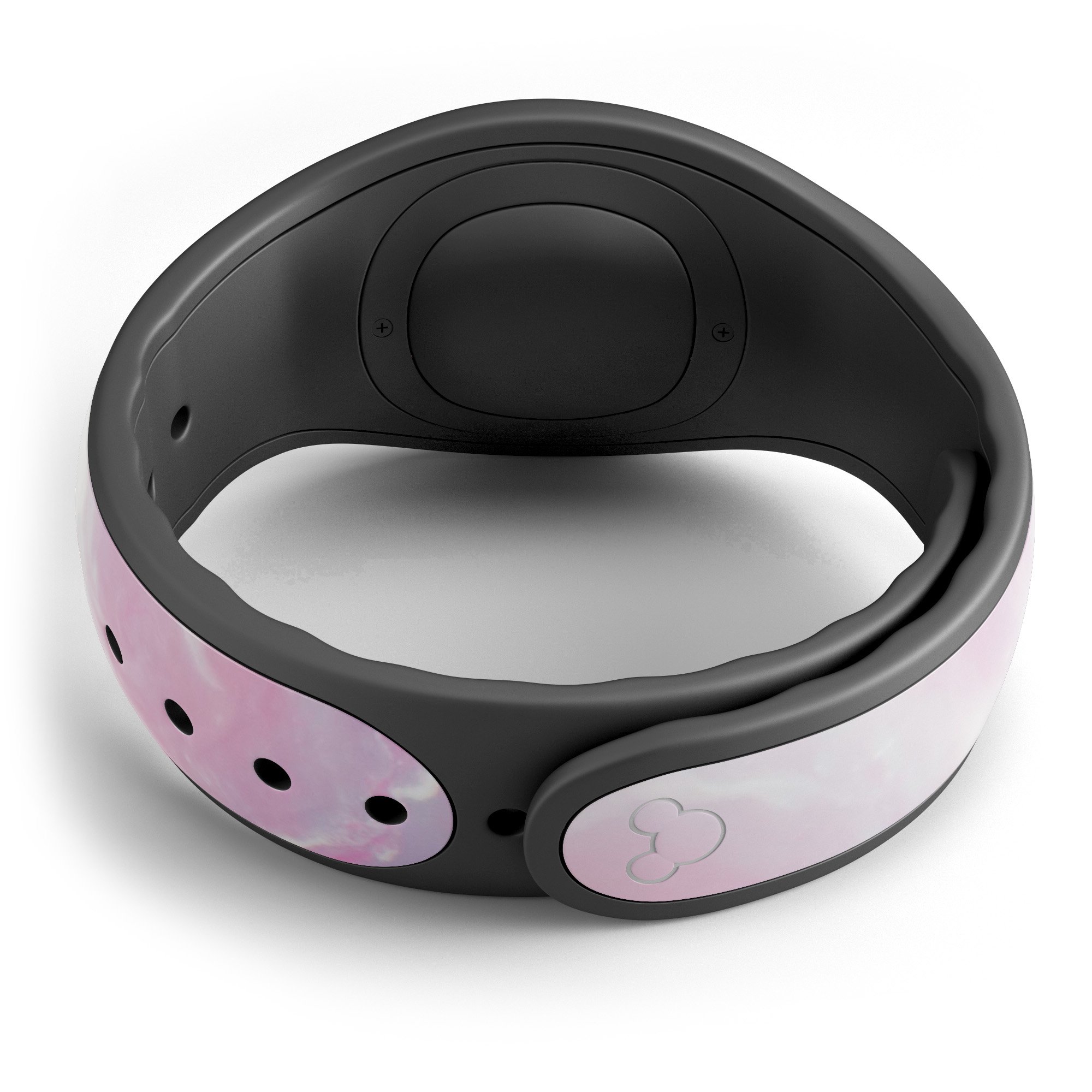 Marbleized Pink Paradise V8 decal skin wrap kit for Disney Magic Band, showcasing a vibrant pink marble design.