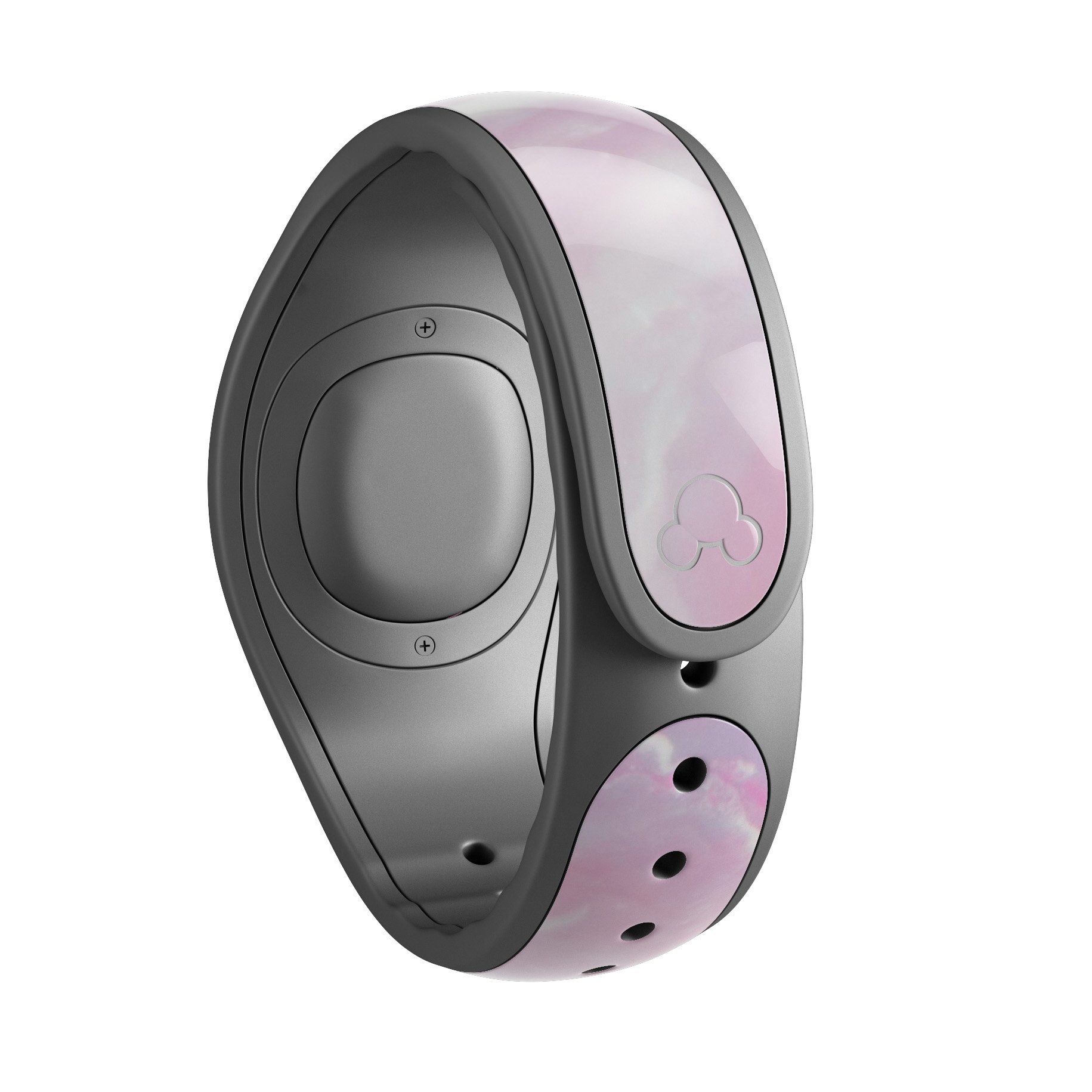 Marbleized Pink Paradise V8 decal skin wrap kit for Disney Magic Band, showcasing a vibrant pink marble design.