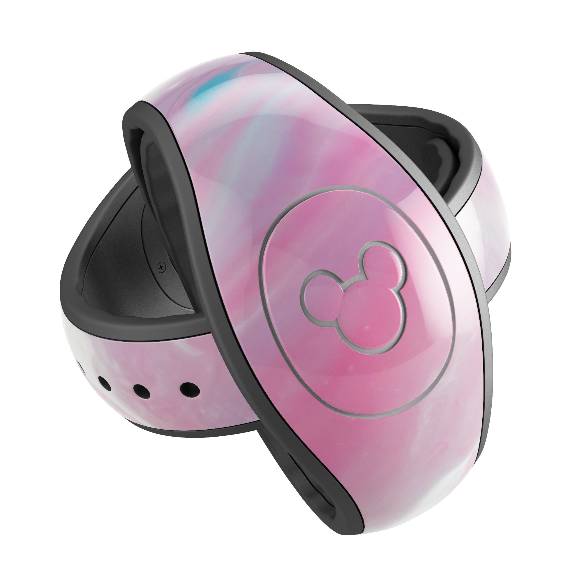 Marbleized Pink Paradise V8 decal skin wrap kit for Disney Magic Band, showcasing a vibrant pink marble design.