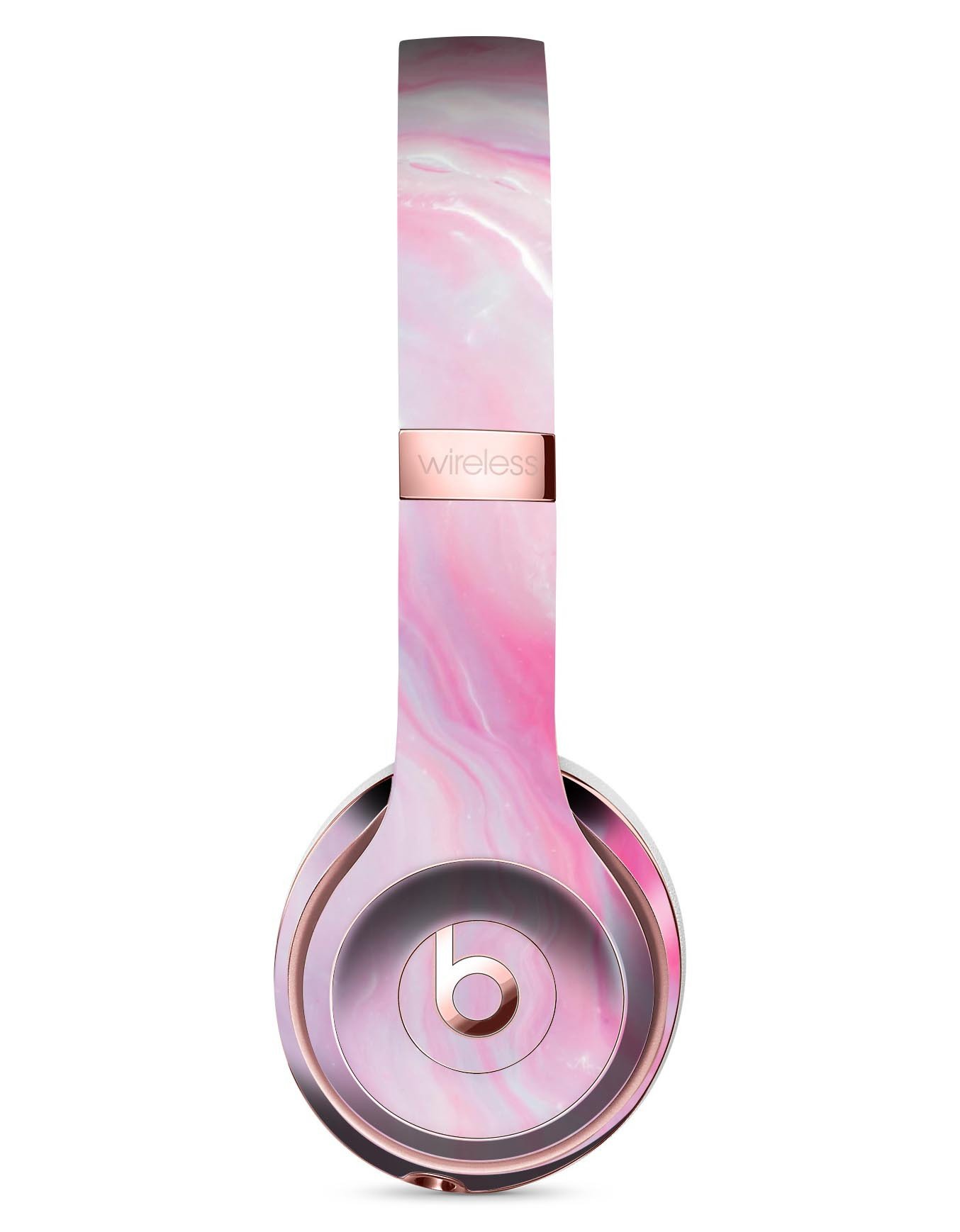 Marbleized Pink Paradise V8 Full-Body Skin Kit for Beats by Dre Solo 3 Wireless Headphones, showcasing a vibrant pink marble design.