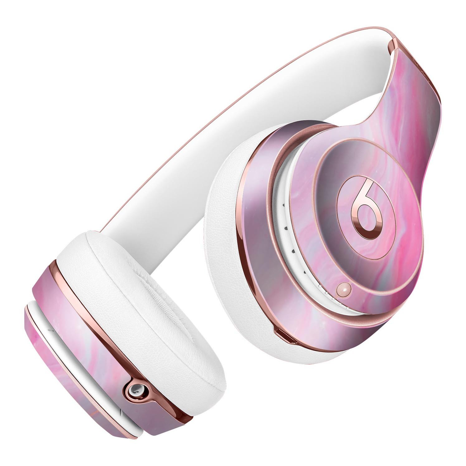 Marbleized Pink Paradise V8 Full-Body Skin Kit for Beats by Dre Solo 3 Wireless Headphones, showcasing a vibrant pink marble design.