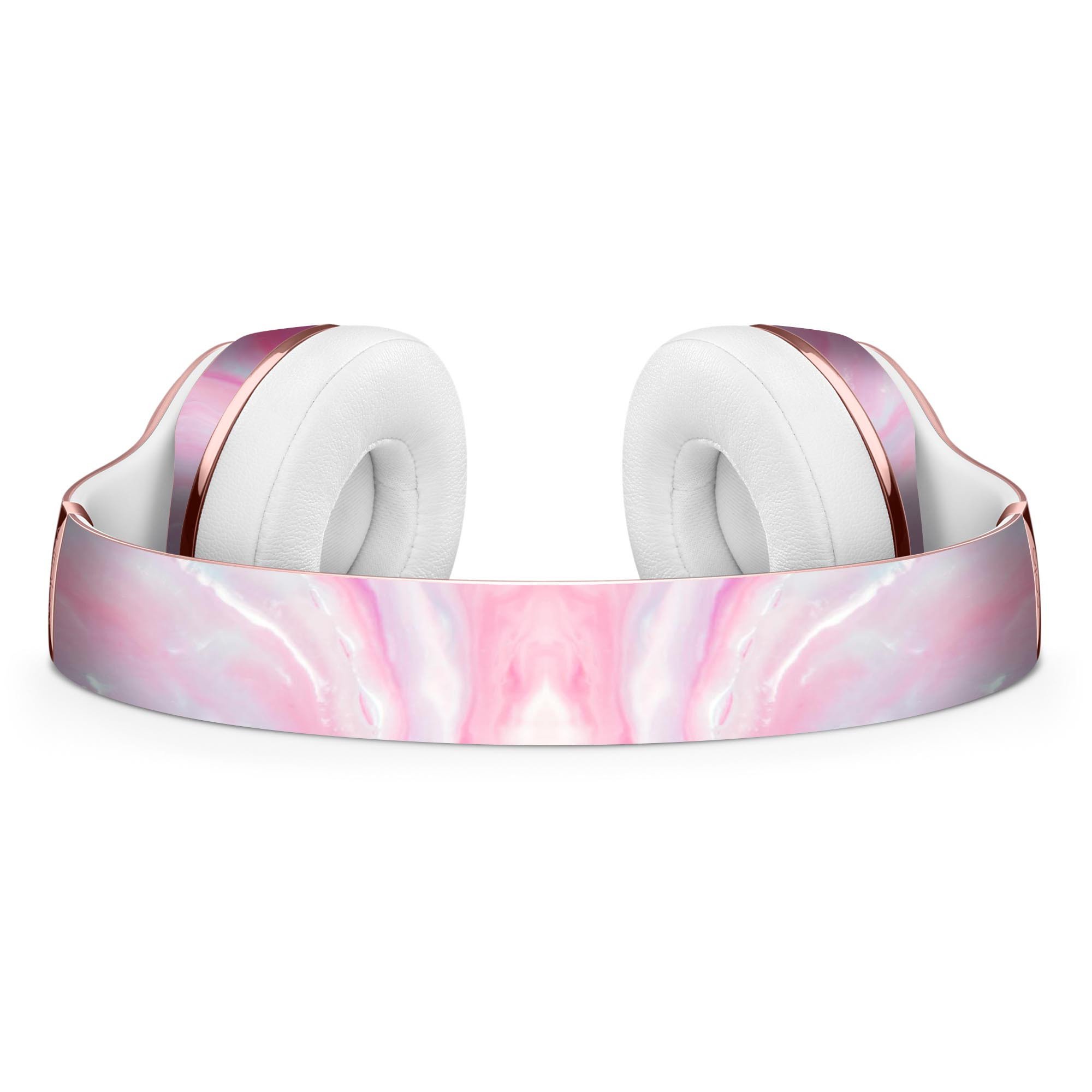 Marbleized Pink Paradise V8 Full-Body Skin Kit for Beats by Dre Solo 3 Wireless Headphones, showcasing a vibrant pink marble design.