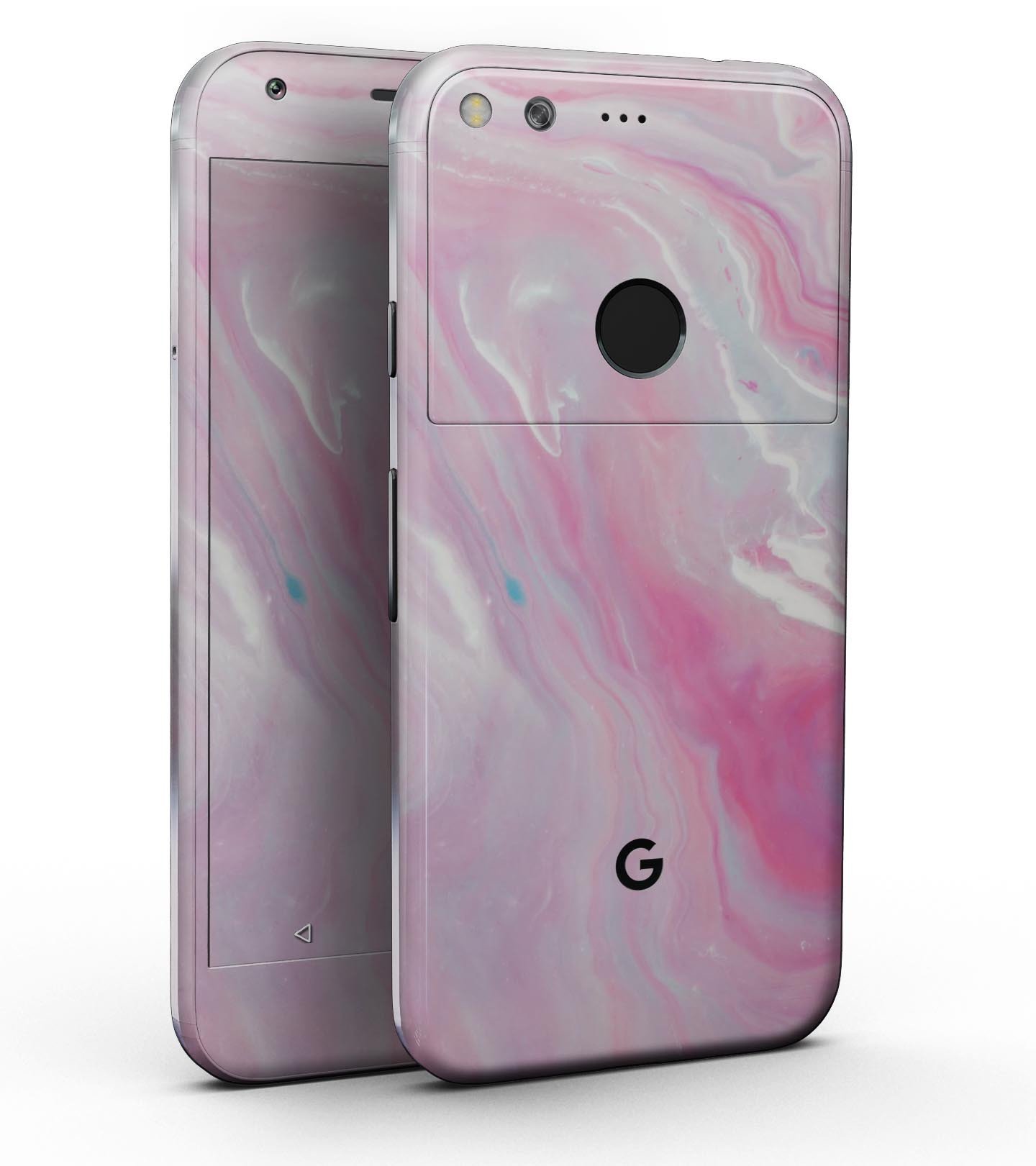 Marbleized Pink Paradise V8 Full-Body Skin Kit for Google Pixel, showcasing a vibrant pink marble design.