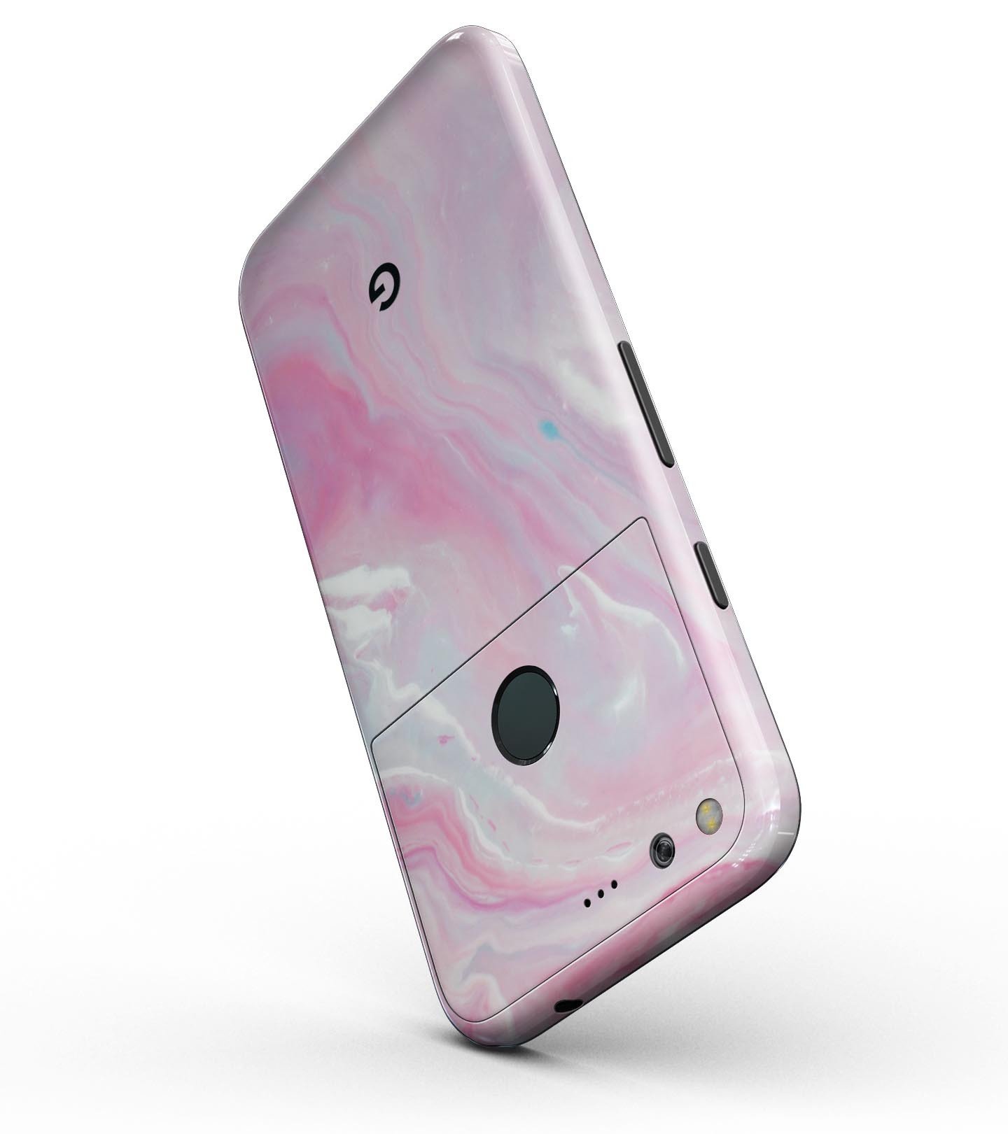 Marbleized Pink Paradise V8 Full-Body Skin Kit for Google Pixel, showcasing a vibrant pink marble design.