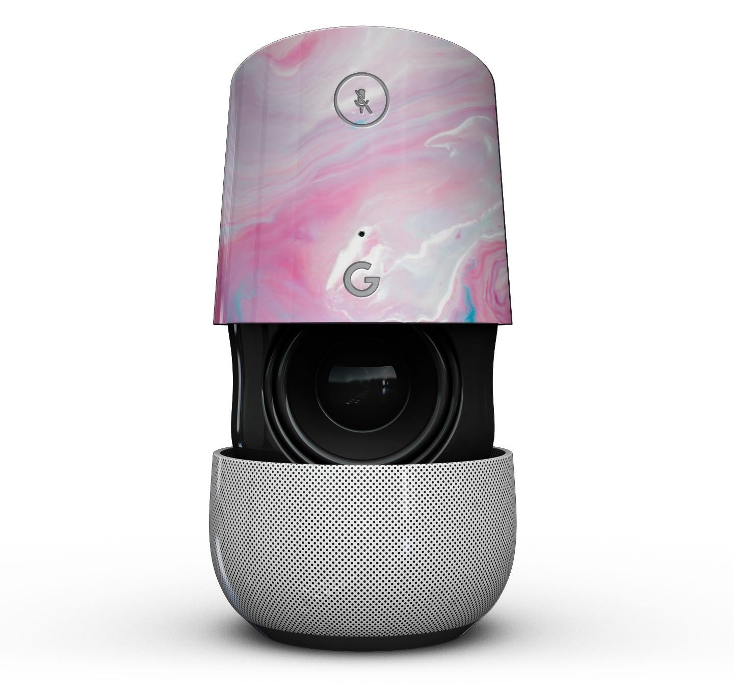 Marbleized Pink Paradise V8 Full-Body Skin Kit for Google Home, showcasing a stylish pink marble design.