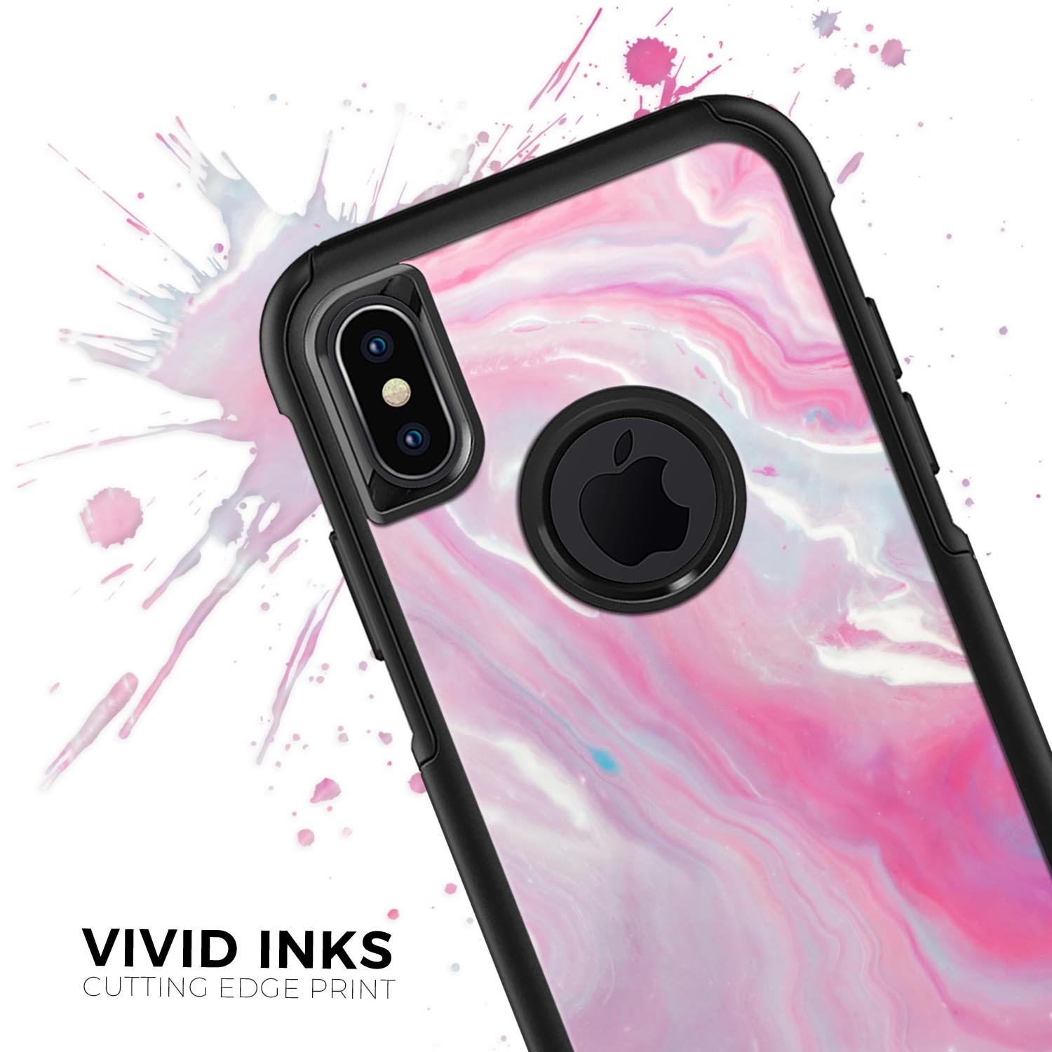 Marbleized Pink Paradise V8 Skin Kit for iPhone OtterBox Cases, showcasing a vibrant pink marble design with a sleek finish.