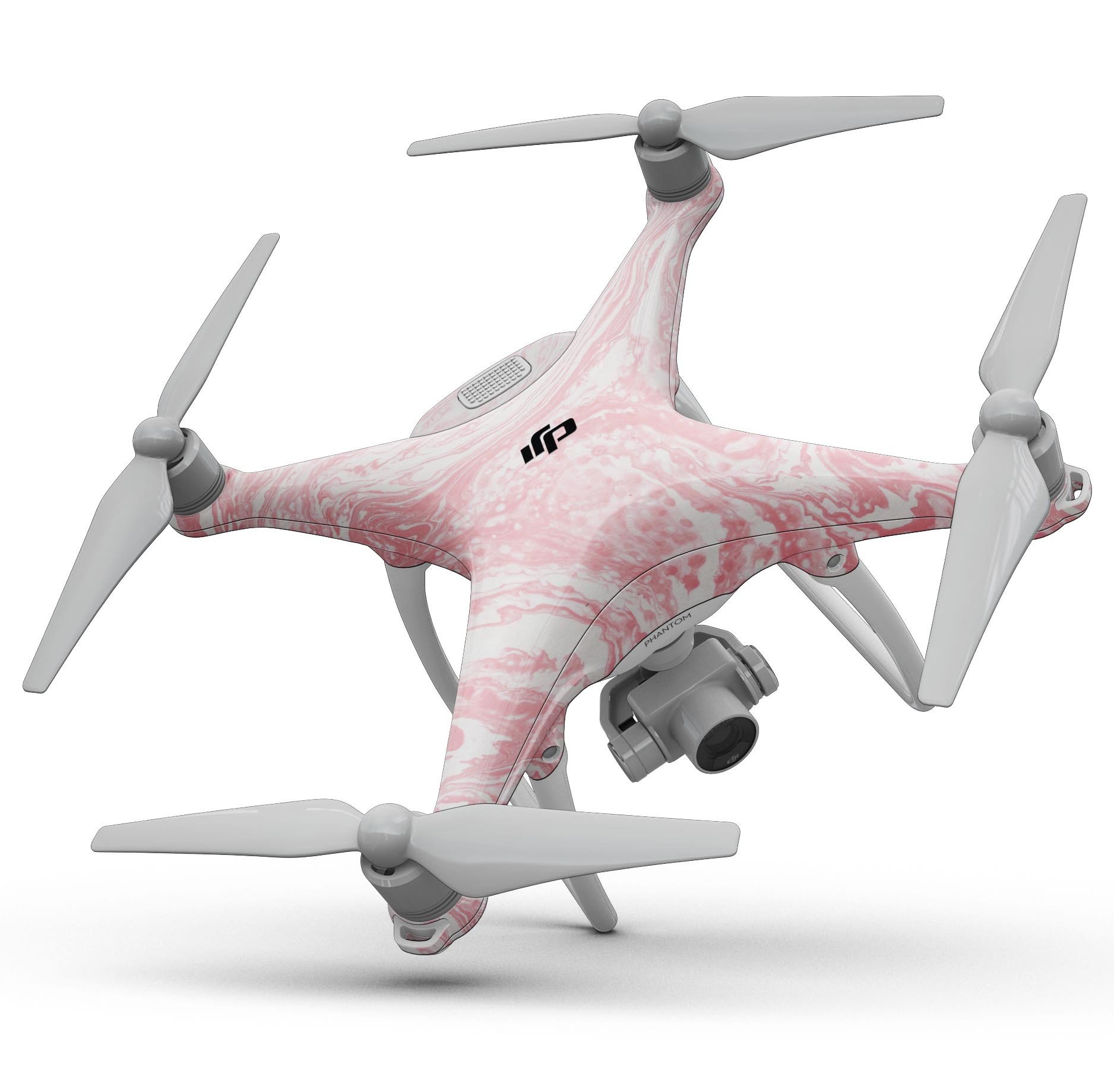 Marbleized Pink Full-Body Skin Kit for DJI Phantom 4 Drone, showcasing a stylish design and precision fit.