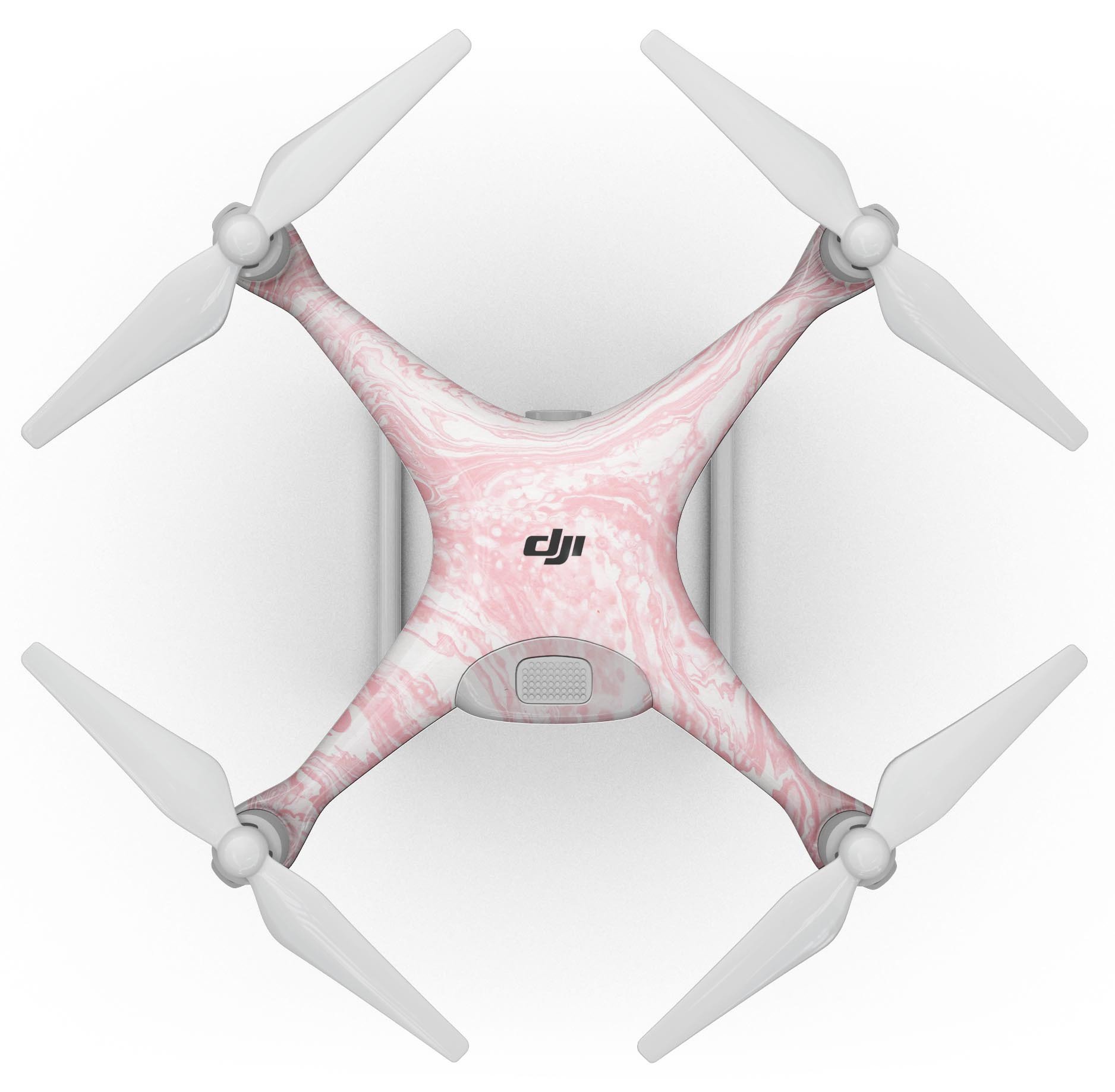 Marbleized Pink Full-Body Skin Kit for DJI Phantom 4 Drone, showcasing a stylish design and precision fit.