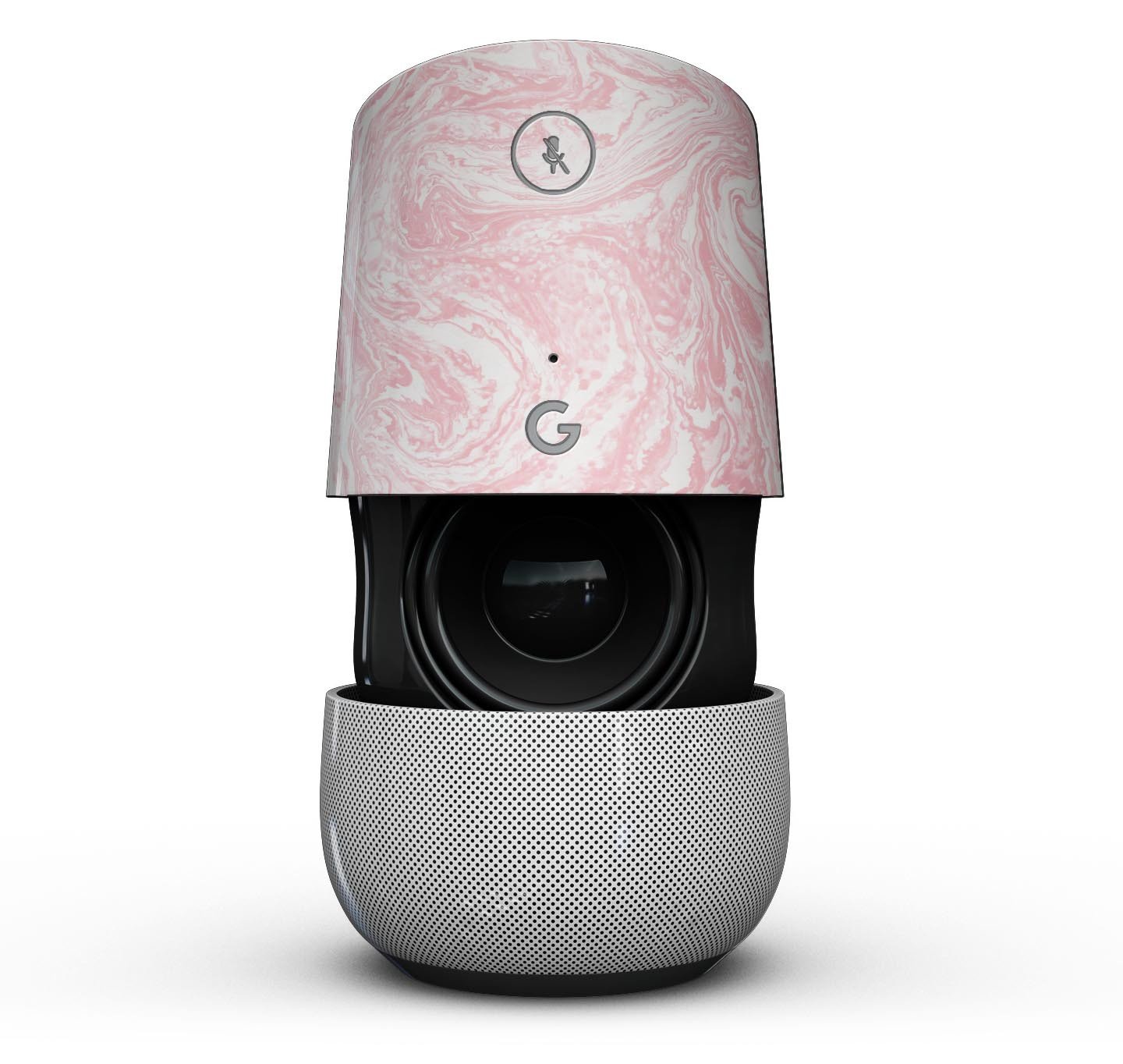 Marbleized Pink Full-Body Skin Kit for Google Home Assistant, showcasing a stylish design and precision fit.