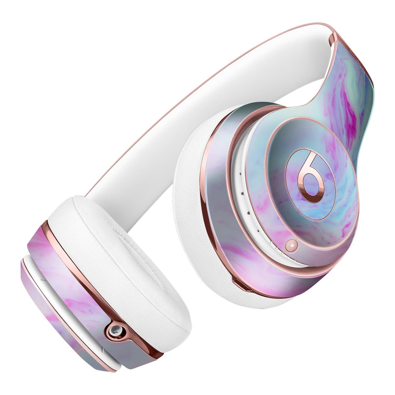 Marbleized Soft Blue V32 Full-Body Skin Kit for Beats by Dre Solo 3 Wireless Headphones, showcasing a stylish design and premium quality.