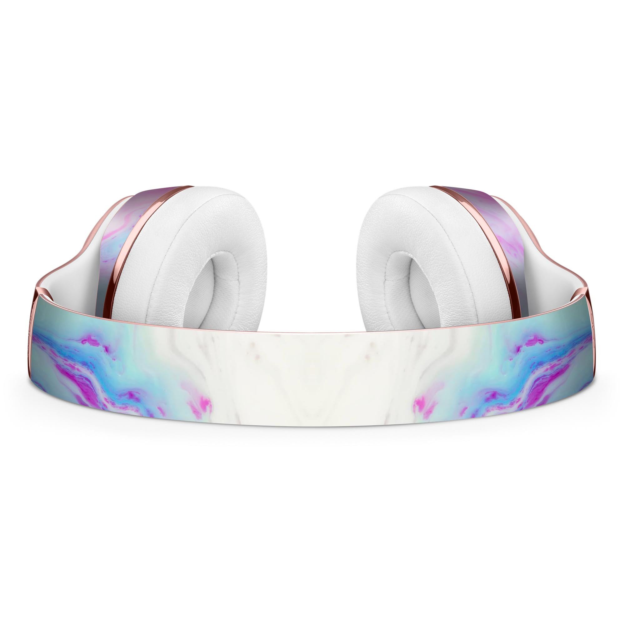 Marbleized Soft Blue V32 Full-Body Skin Kit for Beats by Dre Solo 3 Wireless Headphones, showcasing a stylish design and premium quality.