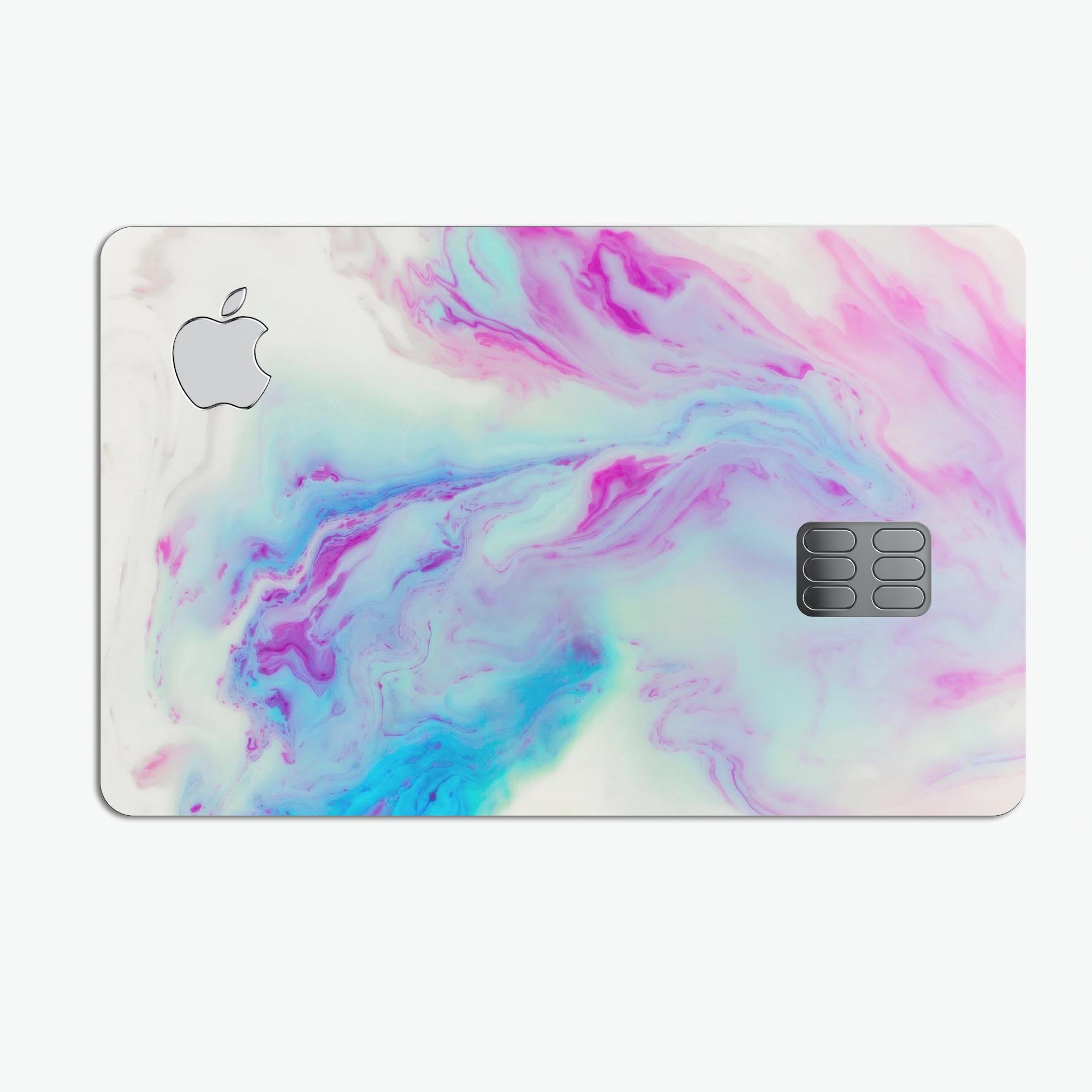 Marbleized Soft Blue V32 decal skin for Apple Card, showcasing its premium vinyl texture and stylish design.