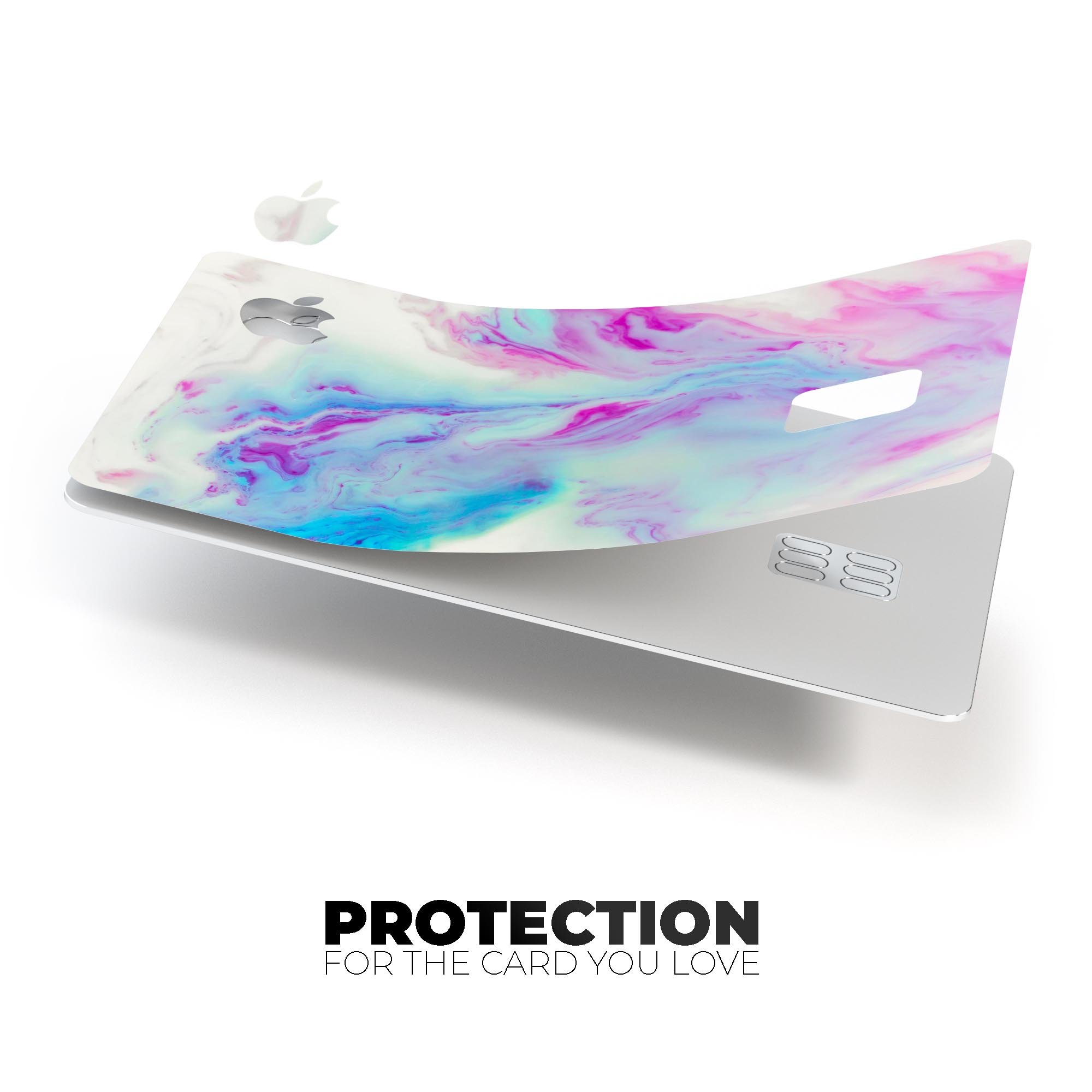 Marbleized Soft Blue V32 decal skin for Apple Card, showcasing its premium vinyl texture and stylish design.