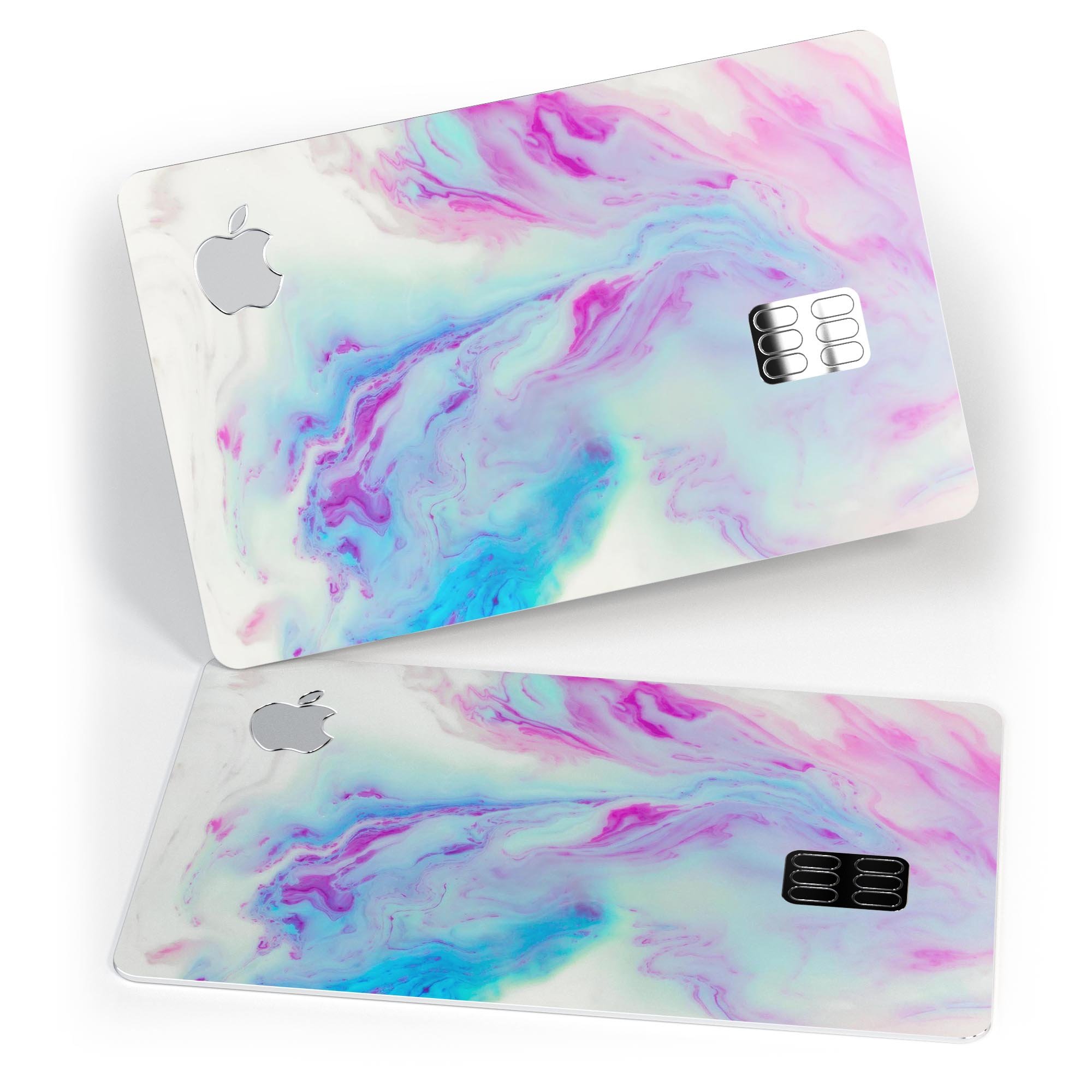 Marbleized Soft Blue V32 decal skin for Apple Card, showcasing its premium vinyl texture and stylish design.