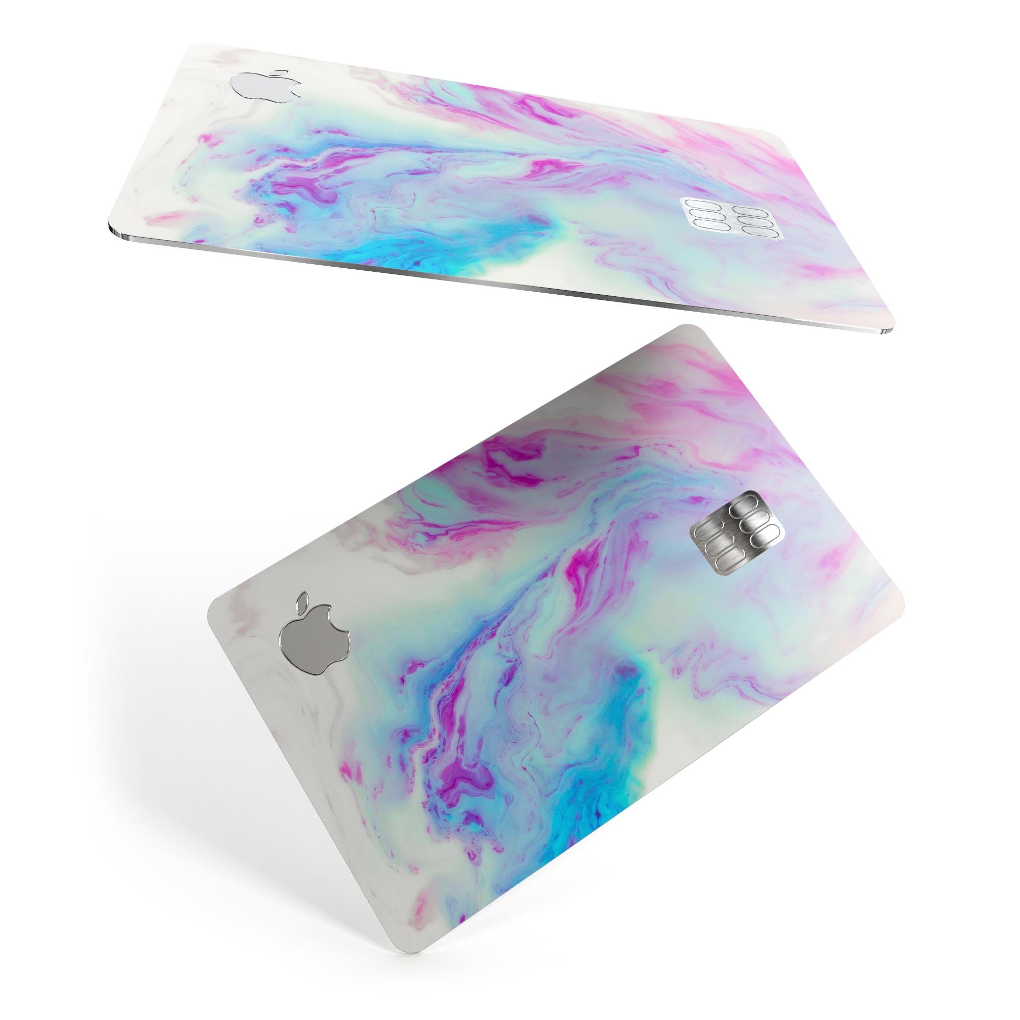 Marbleized Soft Blue V32 decal skin for Apple Card, showcasing its premium vinyl texture and stylish design.