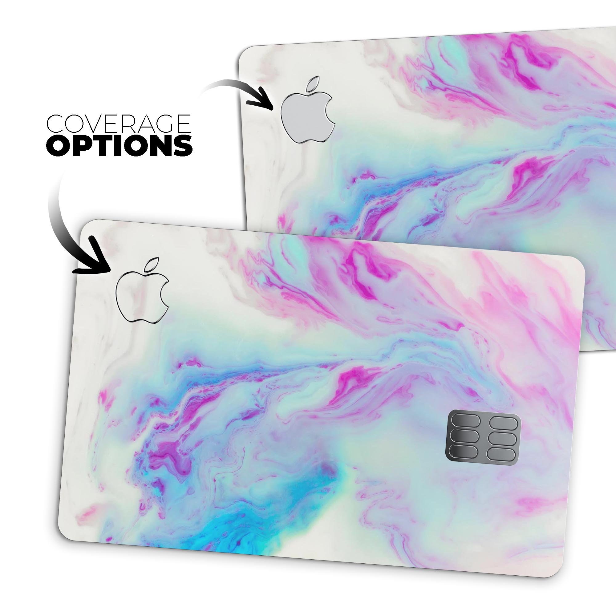 Marbleized Soft Blue V32 decal skin for Apple Card, showcasing its premium vinyl texture and stylish design.