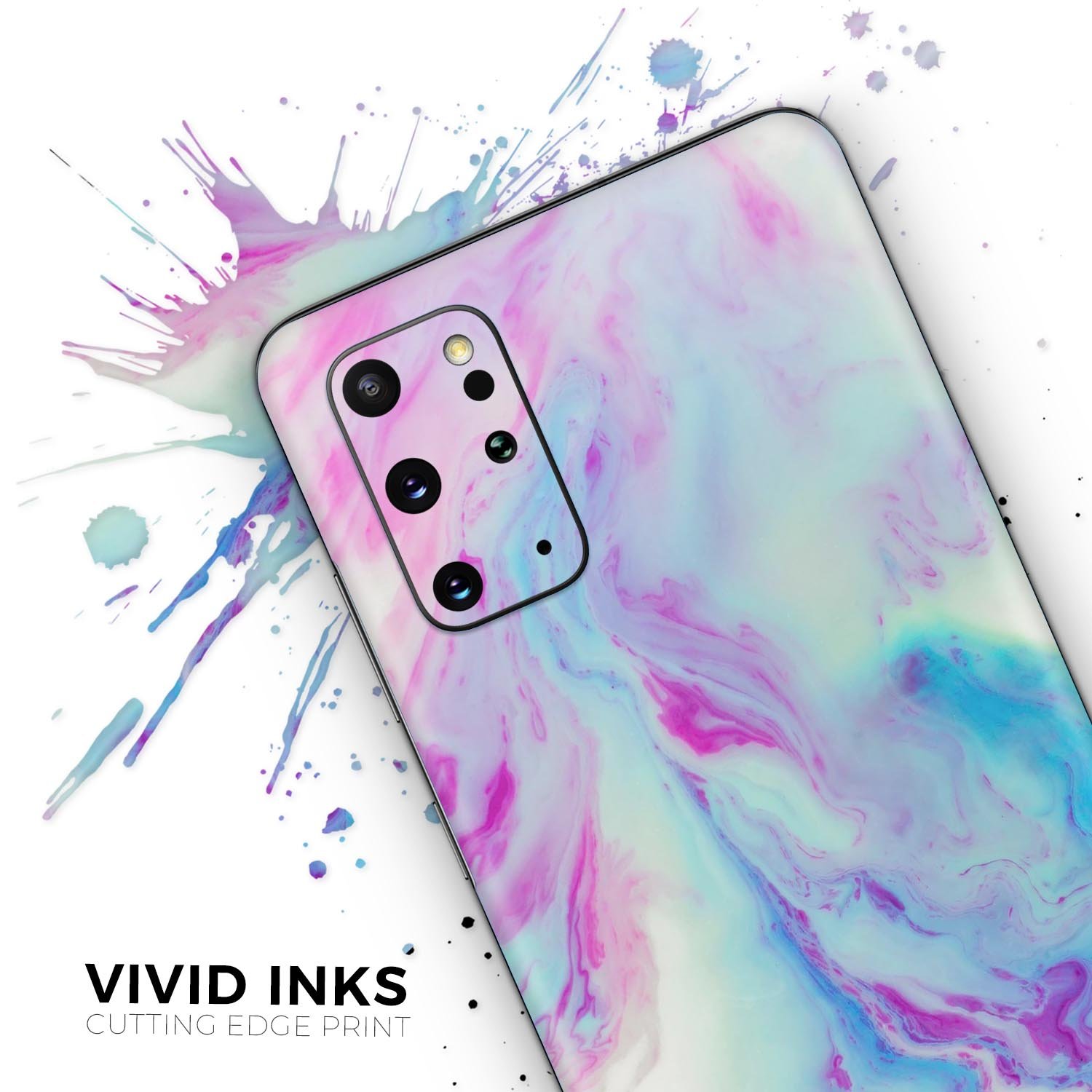 Marbleized Soft Blue V32 Skin-Kit for Samsung Galaxy S-Series, showcasing a stylish design with a smooth finish.