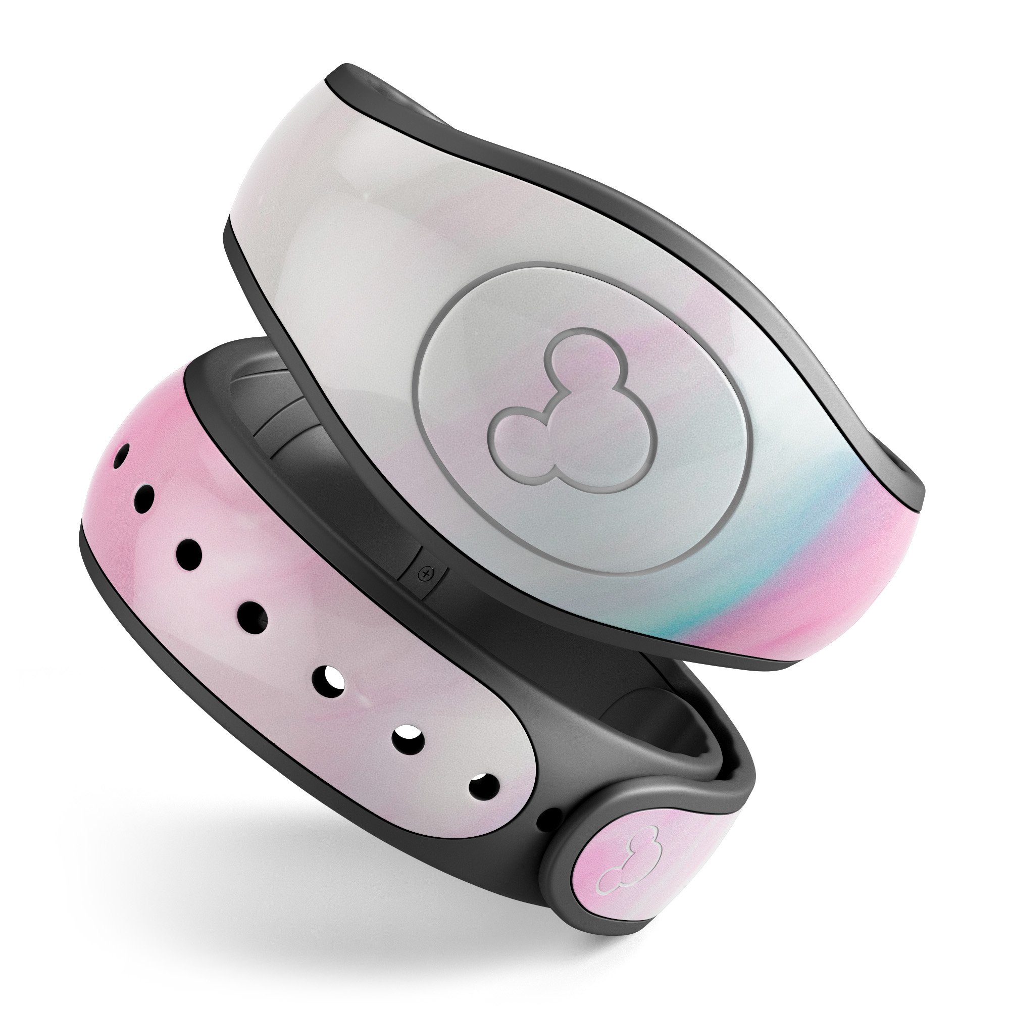 Marbleized soft pink decal skin wrap kit for Disney Magic Band, showcasing a stylish design and high-quality finish.