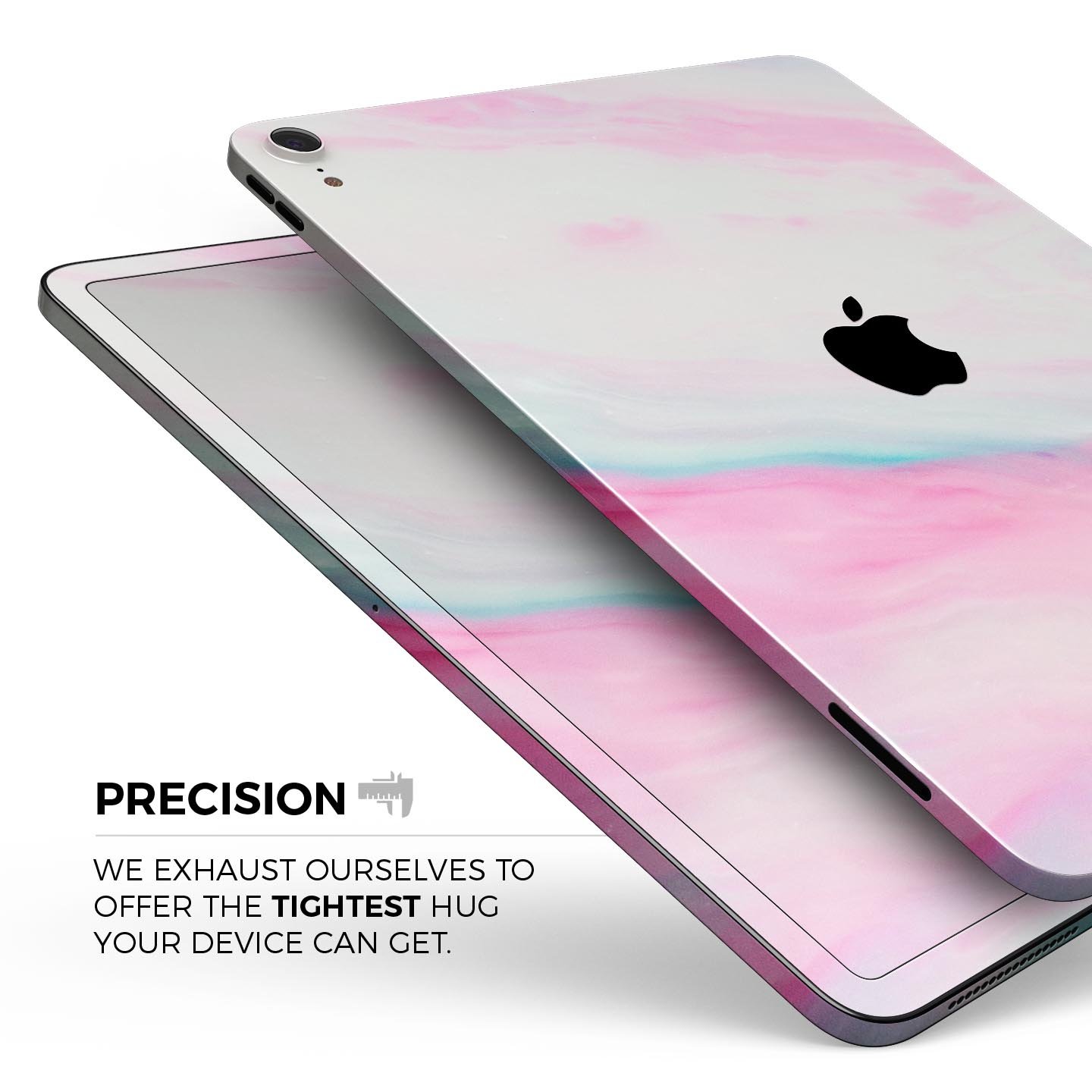 Marbleized Soft Pink Full Body Skin Decal for Apple iPad Pro, showcasing its elegant design and premium finish.