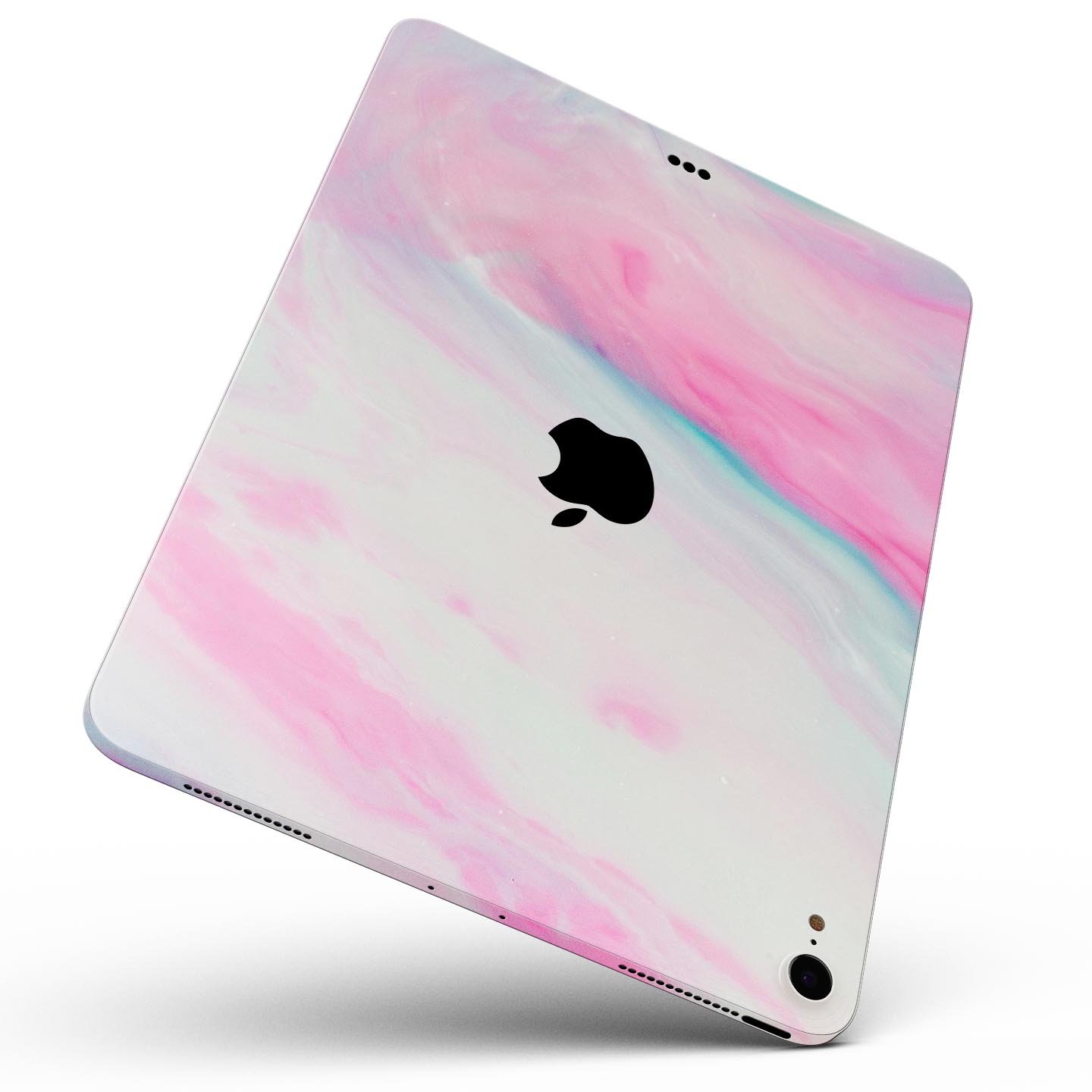 Marbleized Soft Pink Full Body Skin Decal for Apple iPad Pro, showcasing its elegant design and premium finish.