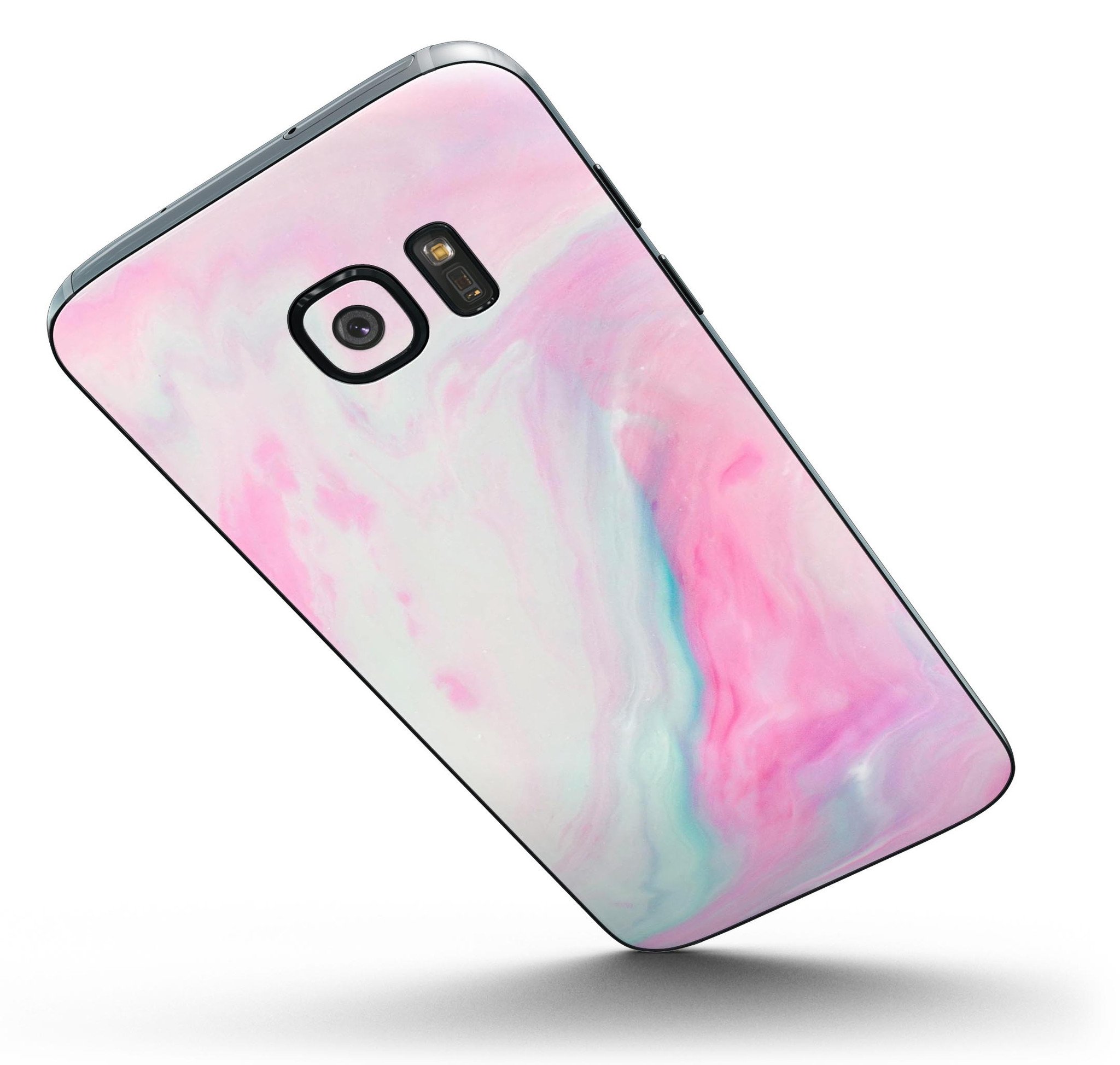 Marbleized Soft Pink Full Body Skin-Kit for Samsung Galaxy S7, showcasing its elegant design and precision fit.