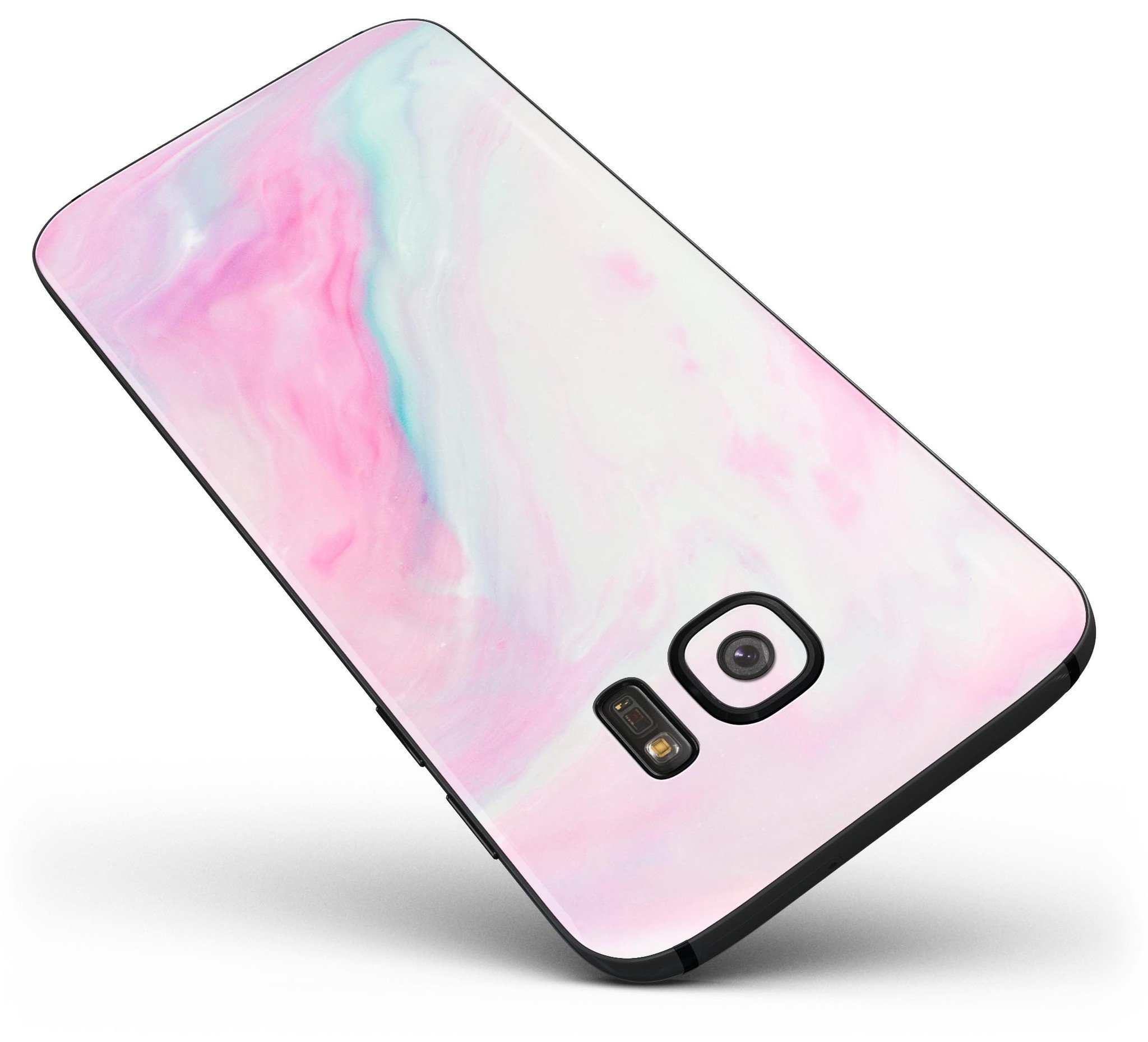 Marbleized Soft Pink Full Body Skin-Kit for Samsung Galaxy S7, showcasing its elegant design and precision fit.