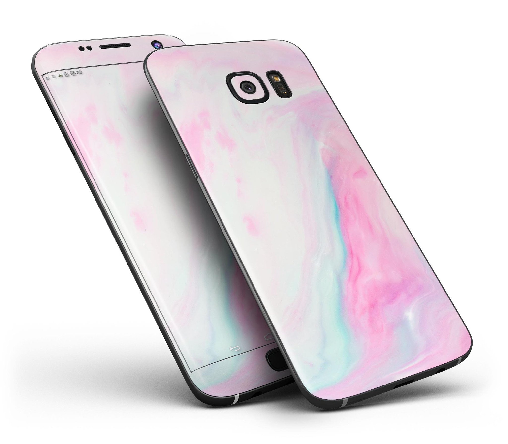 Marbleized Soft Pink Full Body Skin-Kit for Samsung Galaxy S7, showcasing its elegant design and precision fit.